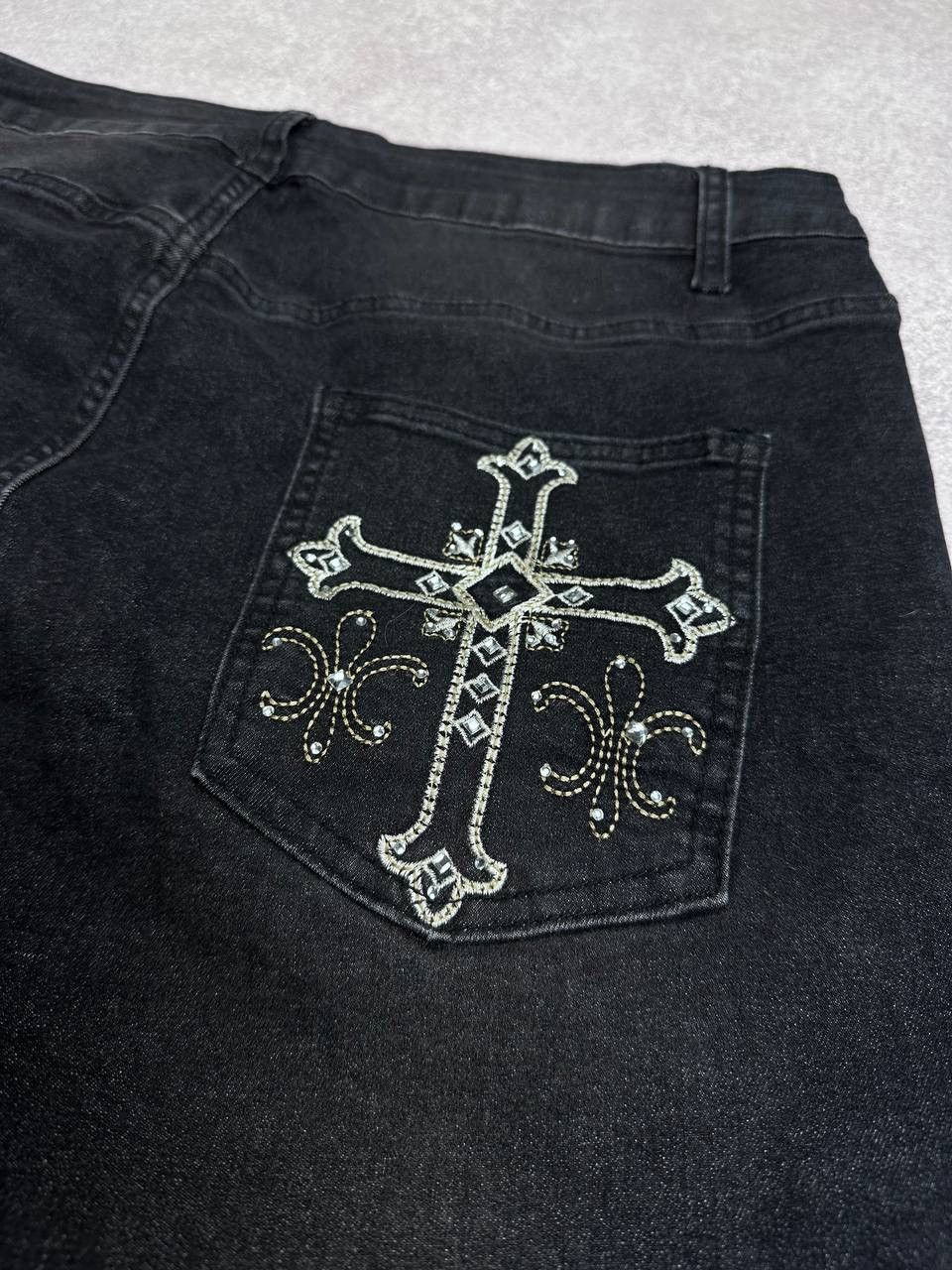 Japanese Brand Vintage 90's Cross Patch Flared Denim Jeans Y2K 34 Size US 34 / EU 50 - 2 Thumbnail