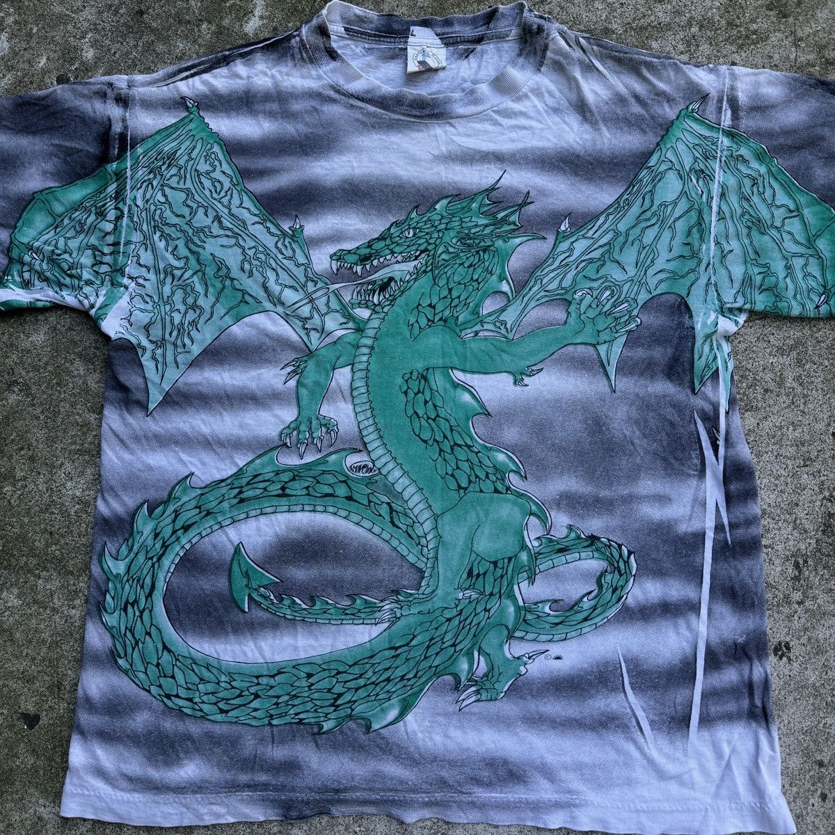 Vintage 90s Paper Thin Dragon Shirt Faded Thrashed ERD Distressed Size US L / EU 52-54 / 3 - 4 Thumbnail