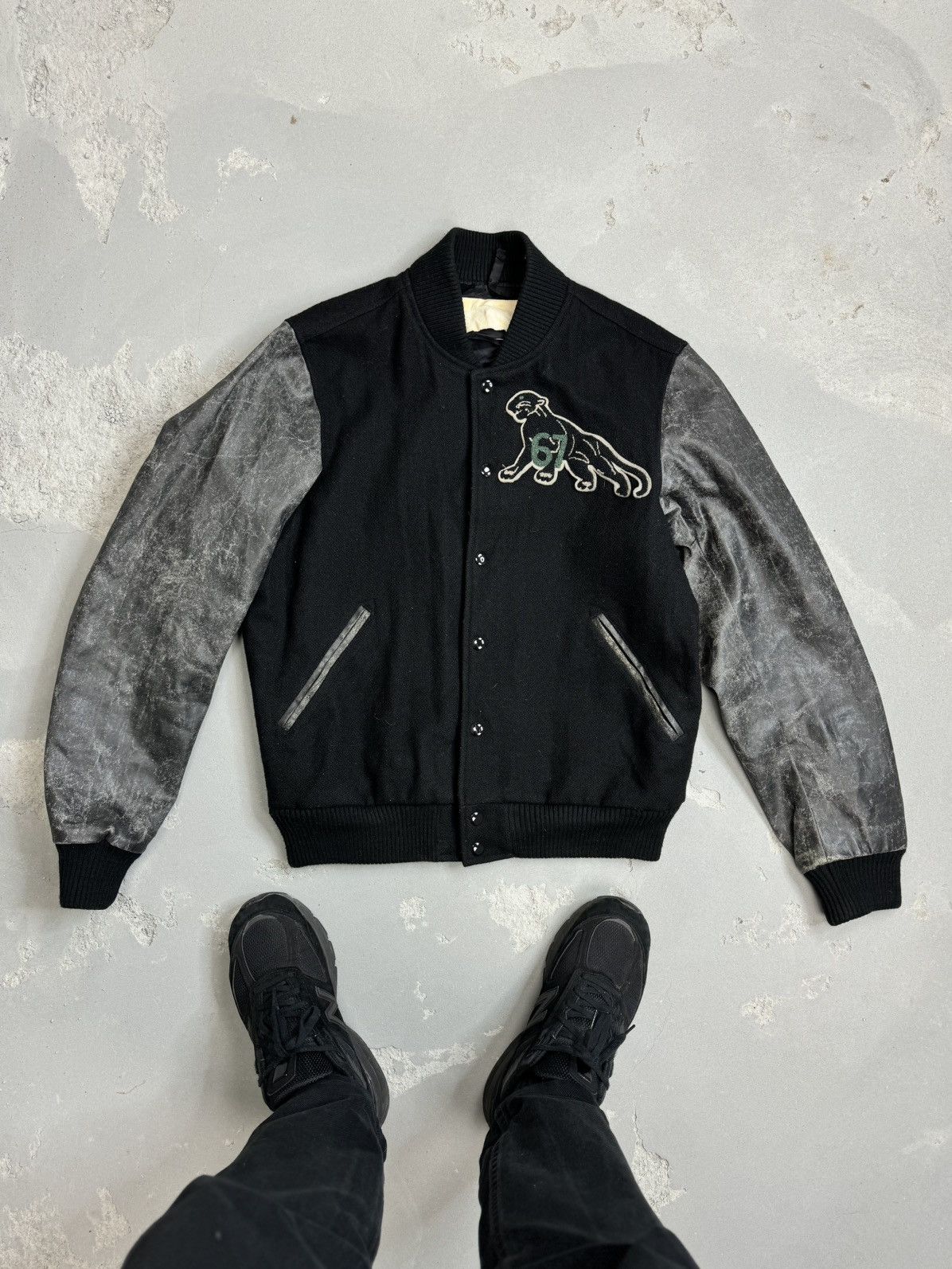 Japanese Brand × Polo Ralph Lauren × Vintage Ralph Lauren Small Black Panther Jacket RRL Leather Varsity Size US S / EU 44-46 / 1 - 1 Thumbnail