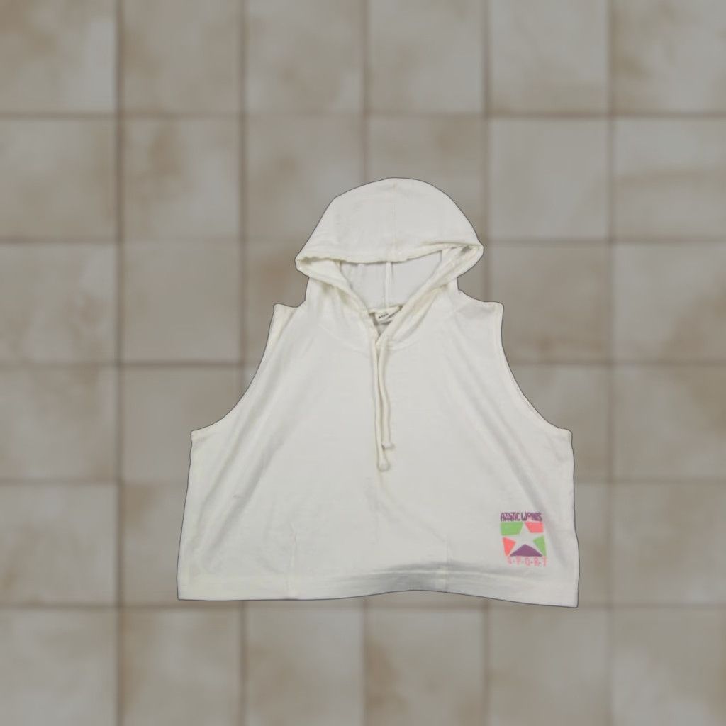 Athletic Works Vintage Athletic Works Hoodie Womens L White 90s Sleeveless Pullover Cropped Activewear Running & Jogging Mens Womens Girls Boys Size L / US 10 / IT 46 - 1 Thumbnail