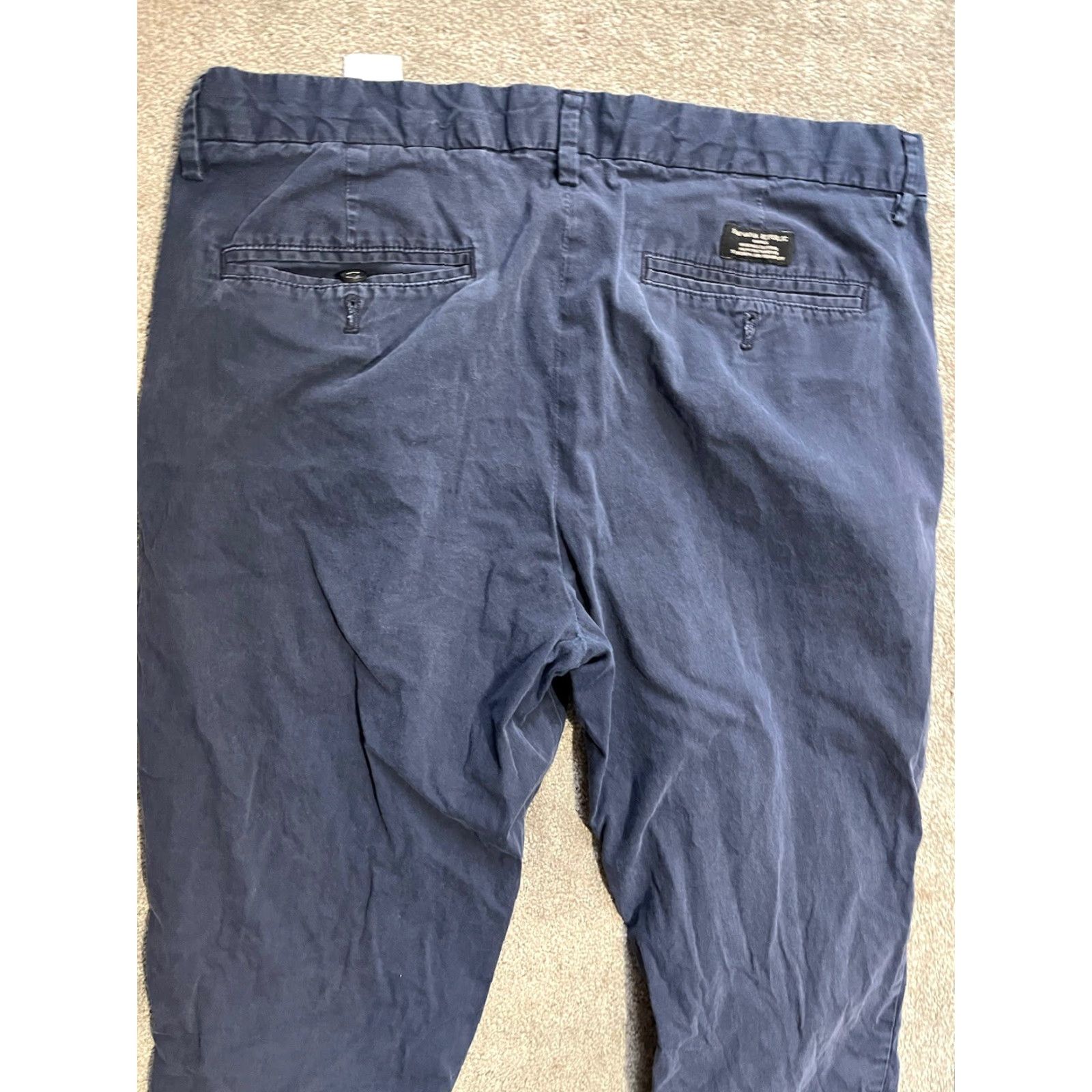 Banana Republic VINTAGE Banana Republic Aiden Chino Pants Mens 35x30 Blue Solid Cotton Blend Front Flat Regular Straight 35 in Inseam 30 in Pants Men Size US 35 - 2 Thumbnail