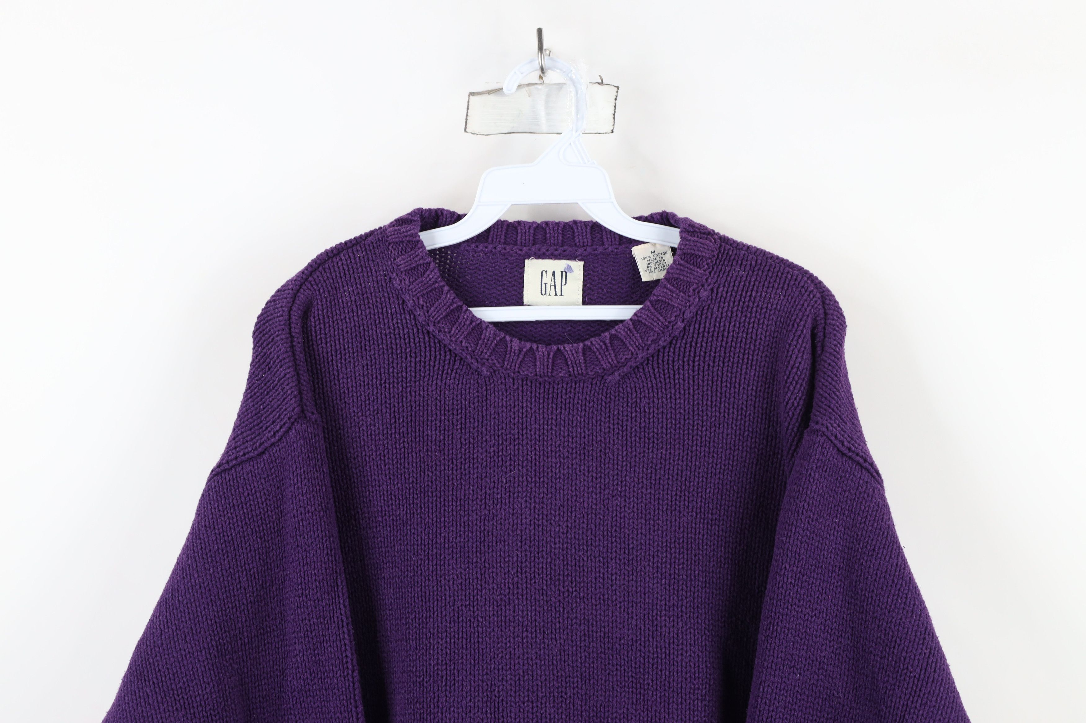 Gap × Vintage Vintage 90s Gap Blank Cotton Knit Crewneck Sweater Purple Size M / US 6-8 / IT 42-44 - 2 Thumbnail