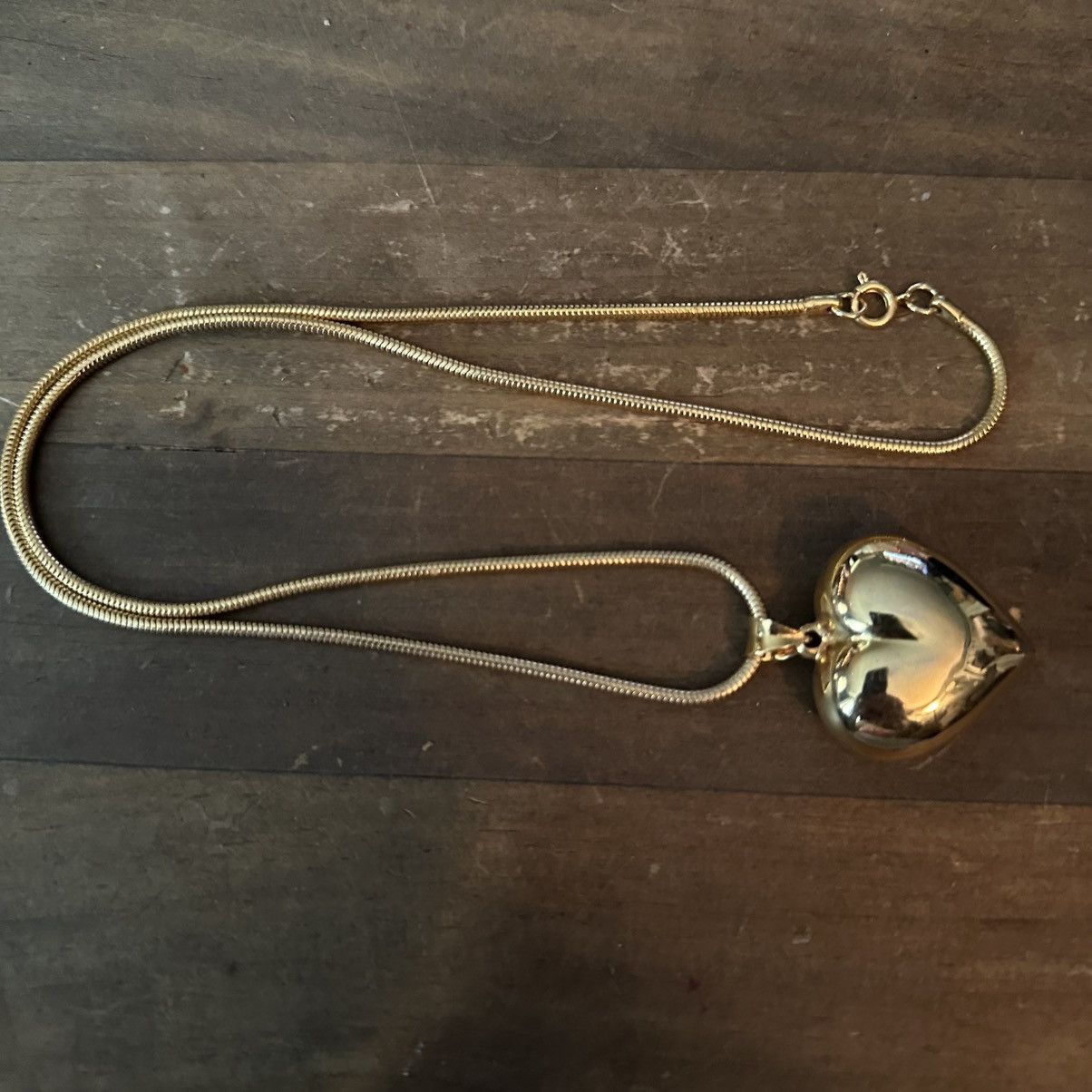 Vintage Vintage gold tone puffed heart pendant necklace Size ONE SIZE - 2 Thumbnail