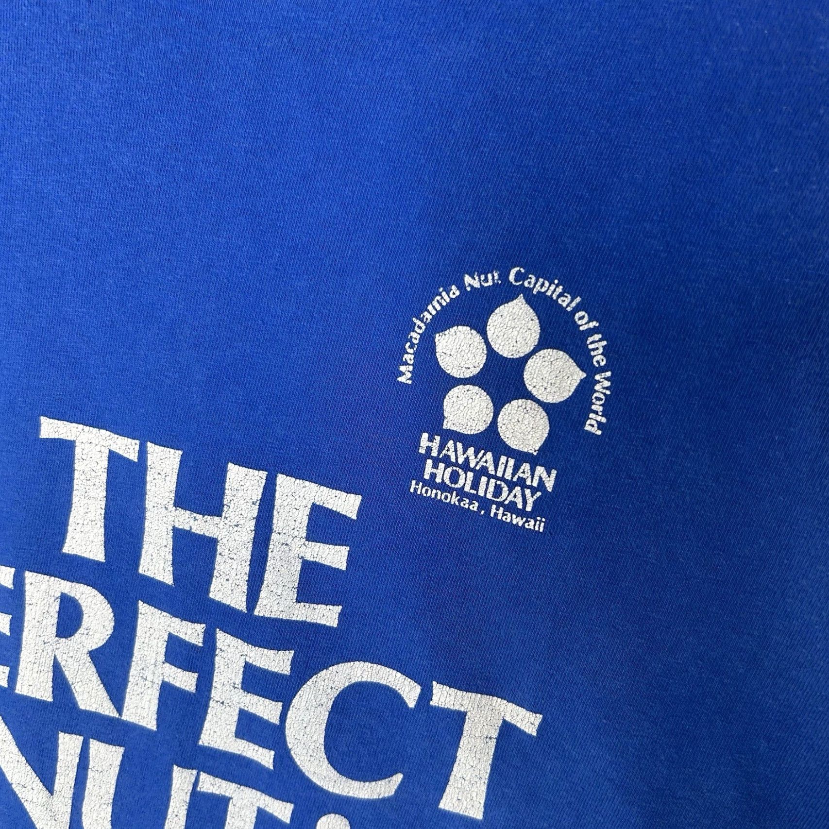 Hanes VINTAGE Hanes T-Shirt 80s 90s Graphic Print Honolulu Hawaii Honokaa Macadamia Nuts Crew Neck Short Sleeve Blue Medium Men Size US M / EU 48-50 / 2 - 6 Thumbnail