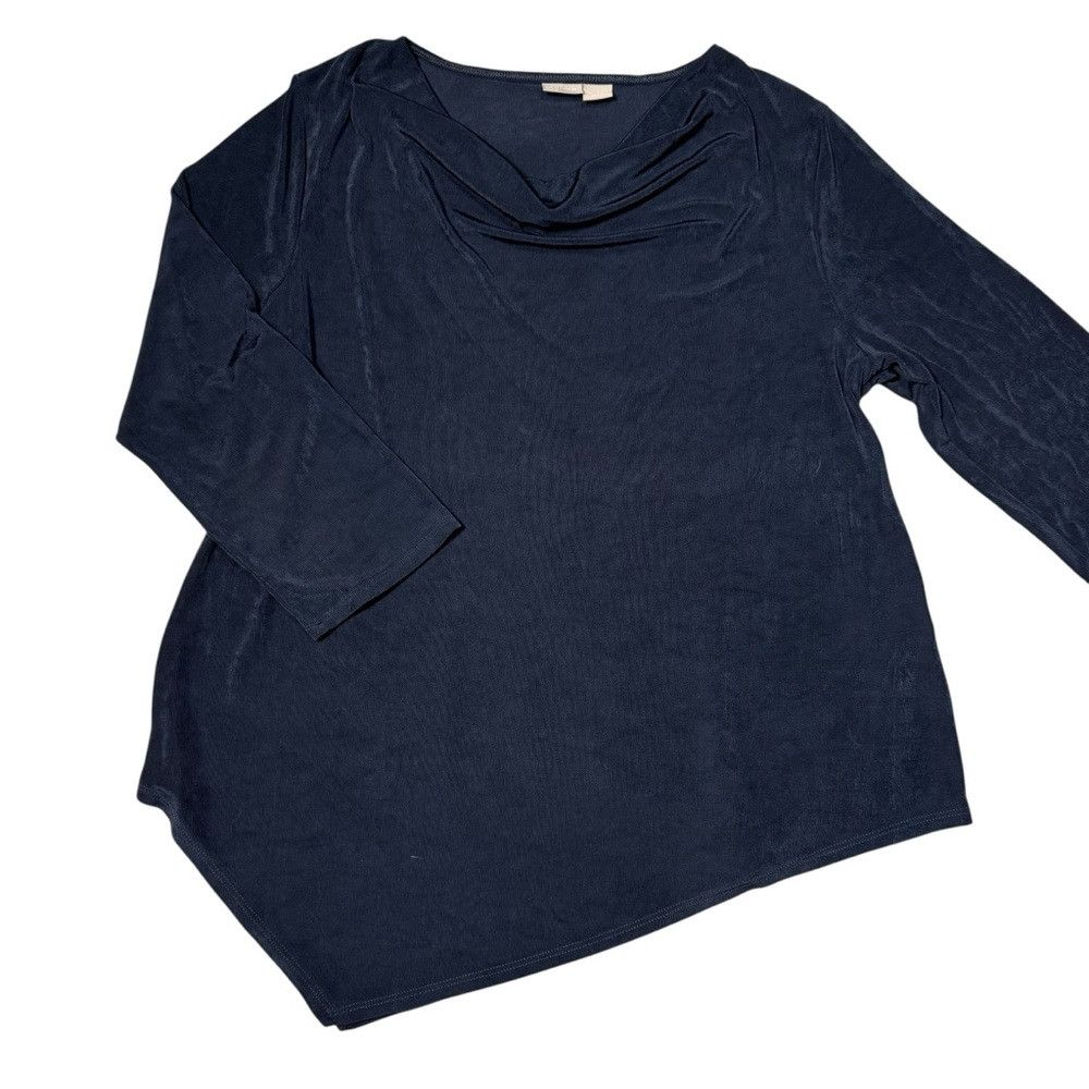Chicos Chico's Travelers Blue Liquid Knit Cowl Neck Asymmetrical H Size XL / US 12-14 / IT 48-50 - 5 Thumbnail
