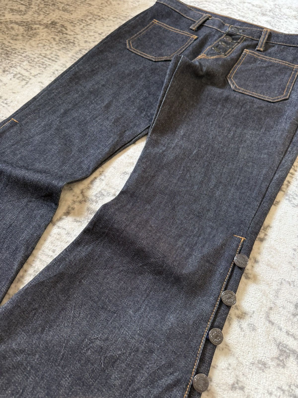 Tornado Mart Tornado Mart Style Side Button Bell Bottom Flare Jeans Size US 29 - 3 Thumbnail