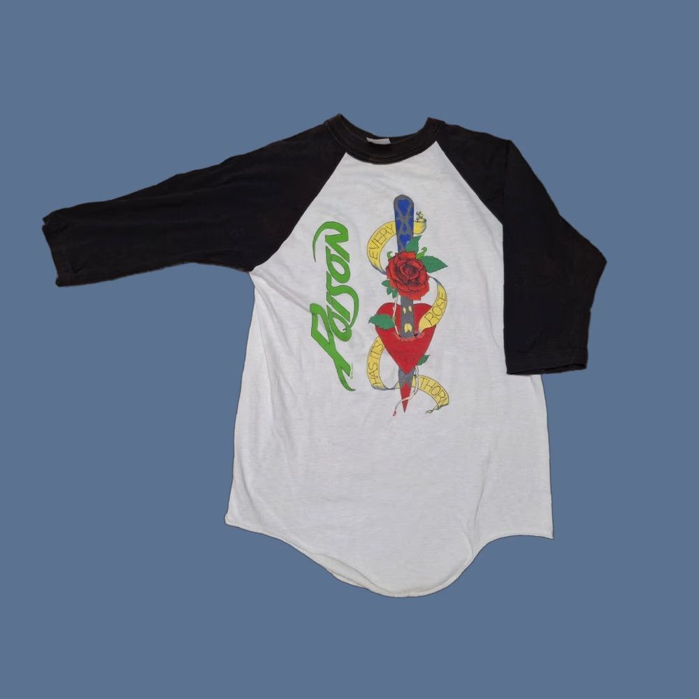 Vintage VINTAGE 1989 80s Poison Every Rose Has It's Thorn Shirt Motley S/M Rock T-Shirt Men White Cotton Canvas Sleeveless Crew Neck Size US S / EU 44-46 / 1 - 1 Thumbnail
