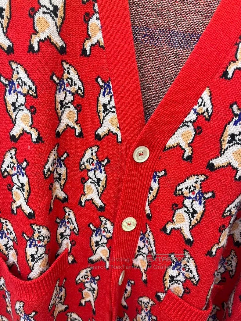 Gucci Gucci Red Piglet Sweater Cardigan coat Size L / US 10 / IT 46 - 2 Thumbnail