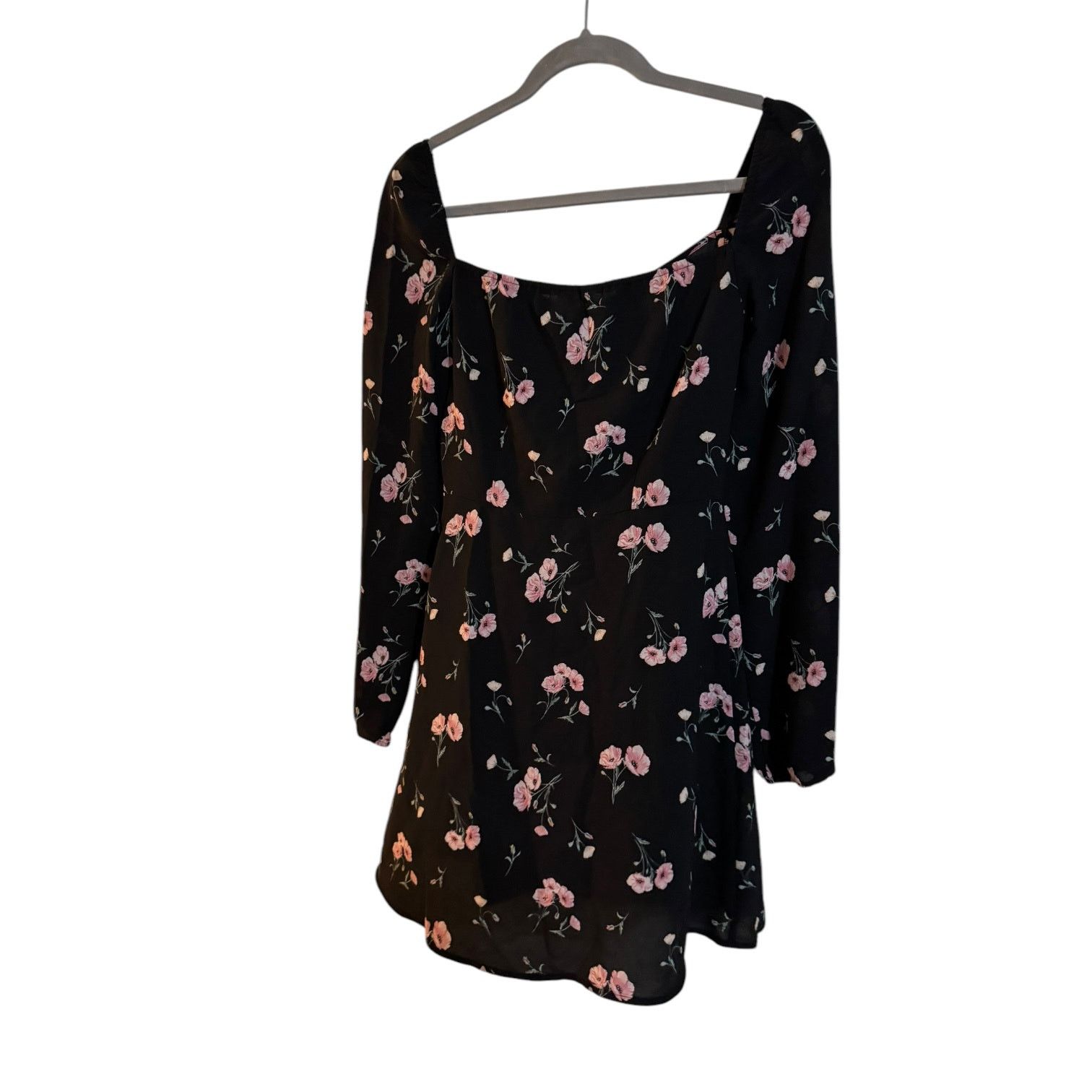 Divided Divided Mini Dress Black with Pink Floral Print Size 4 Size S / US 4 / IT 40 - 4 Thumbnail