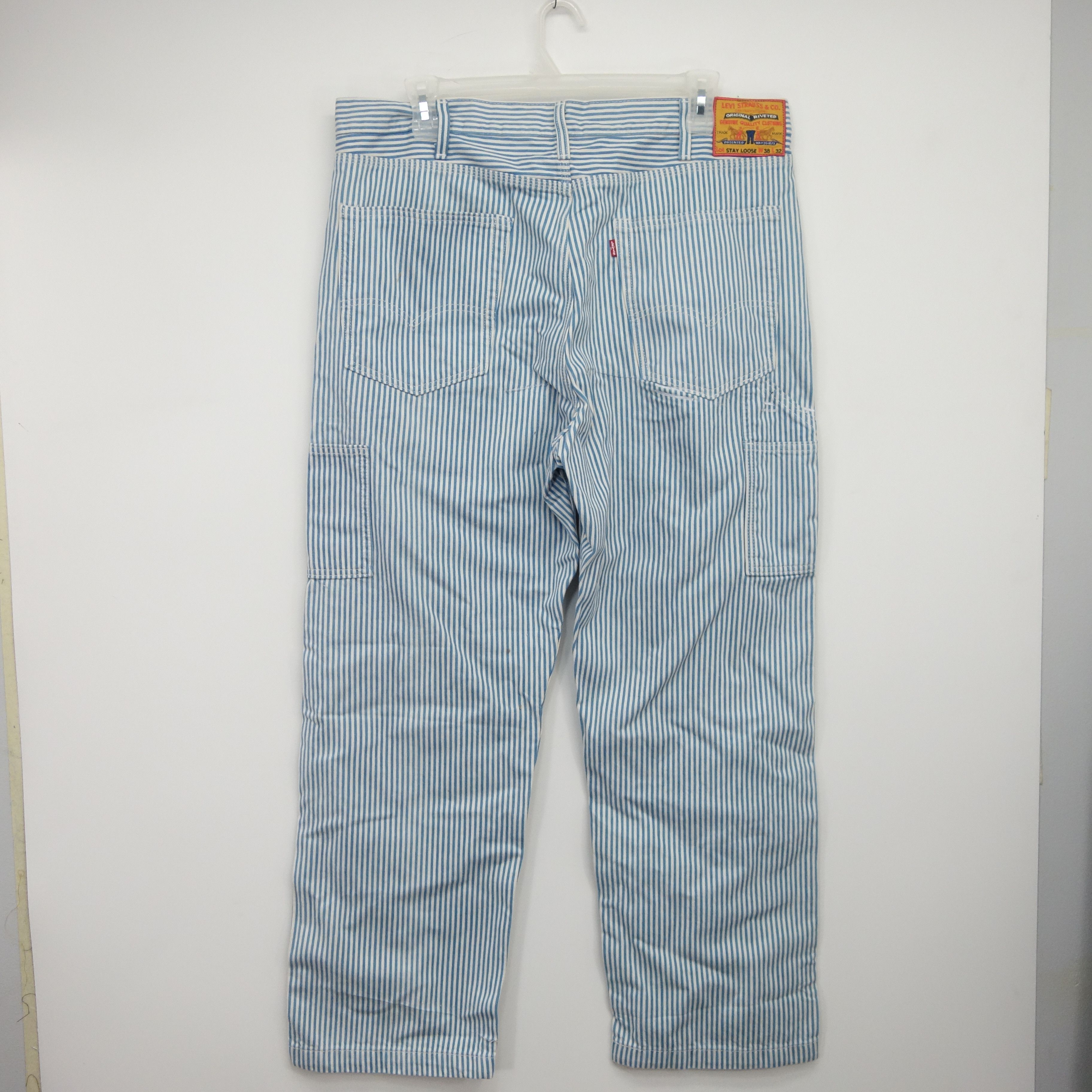 image of Levis x Levis Vintage Clothing Pinstripe Blue Skate Stay Loose Carpenter Jeans 38 X 32, Men's