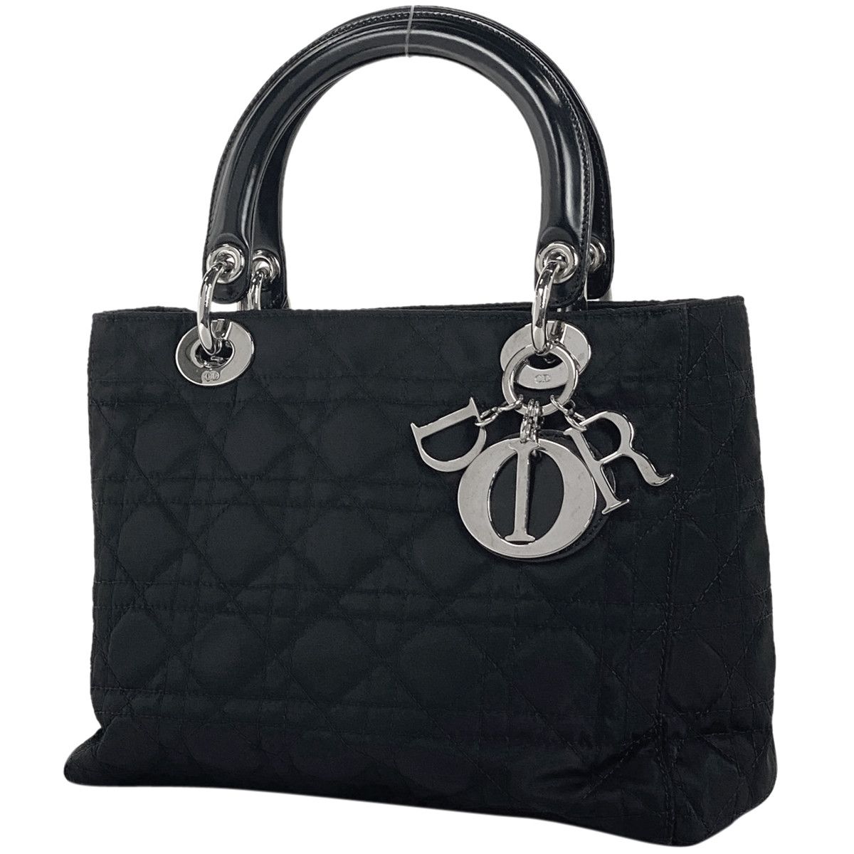 Christian Dior Cannage 2way Shoulder Bag Handbag Nylon Black