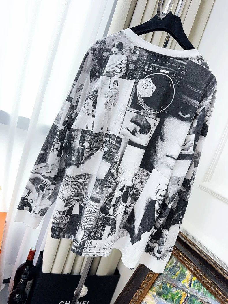 Chanel Chanel 23S Black White Portrait Print Long Sleeve T-shirt Size M / US 6-8 / IT 42-44 - 2 Thumbnail