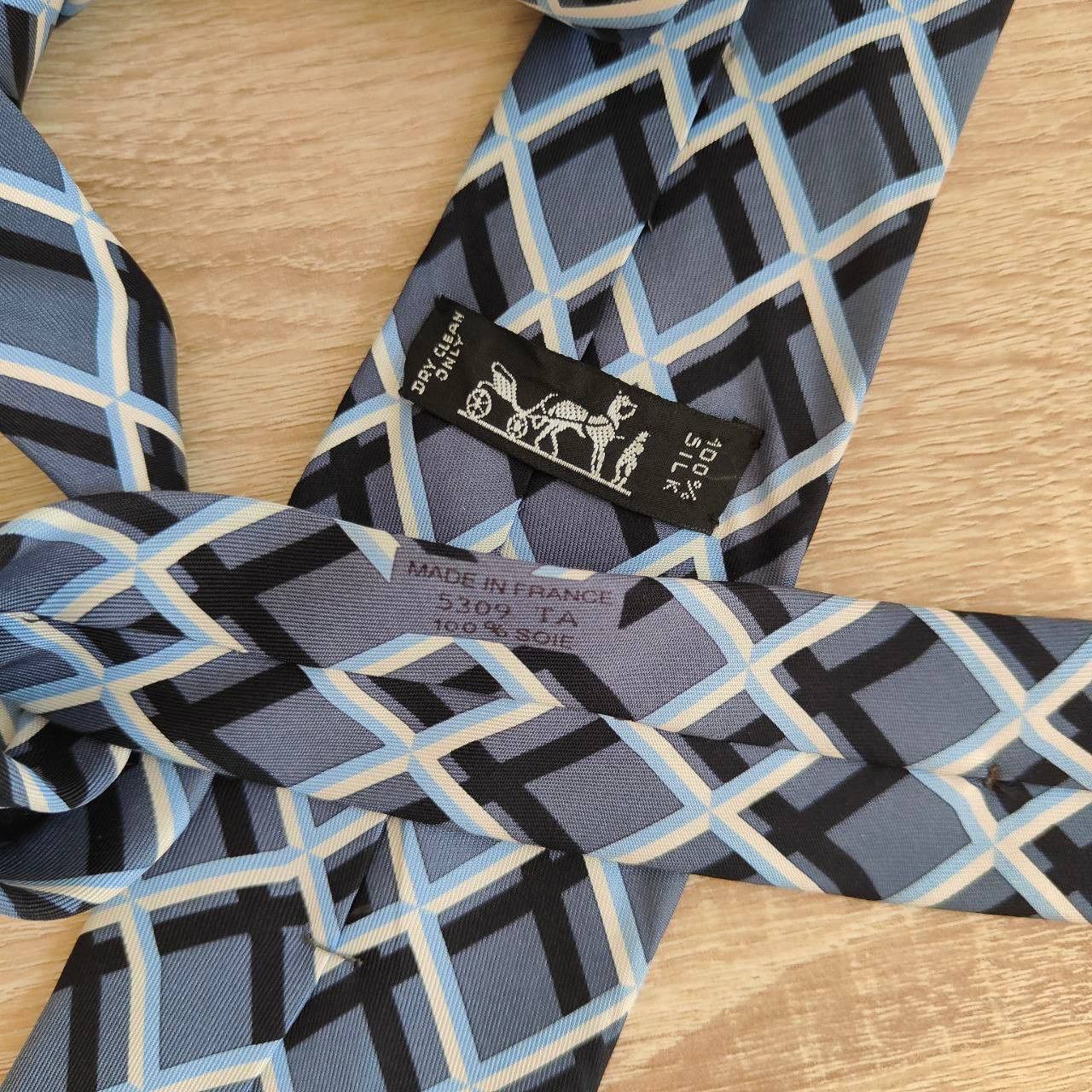 Hermes Hermes Paris Silk Tie 5309 TA Geometry Blue Size ONE SIZE - 4 Thumbnail