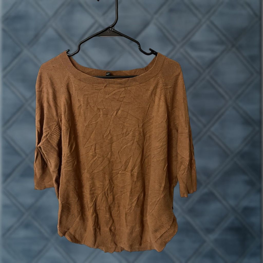 Express Express Shirt Women S Brown Boat Neck Knit 3/4 Sleeve Pullover Cotton Casual Size S / US 4 / IT 40 - 1 Thumbnail