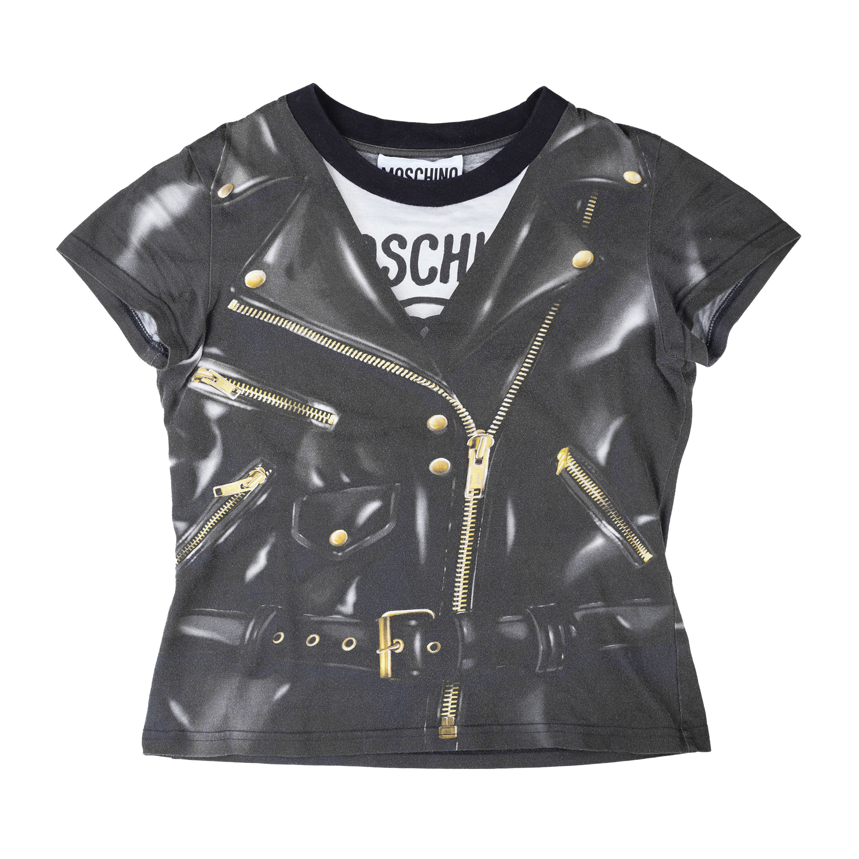 Moschino Moschino Couture Black Leather Jacket Print Top Size S / US 4 / IT 40 - 1 Thumbnail