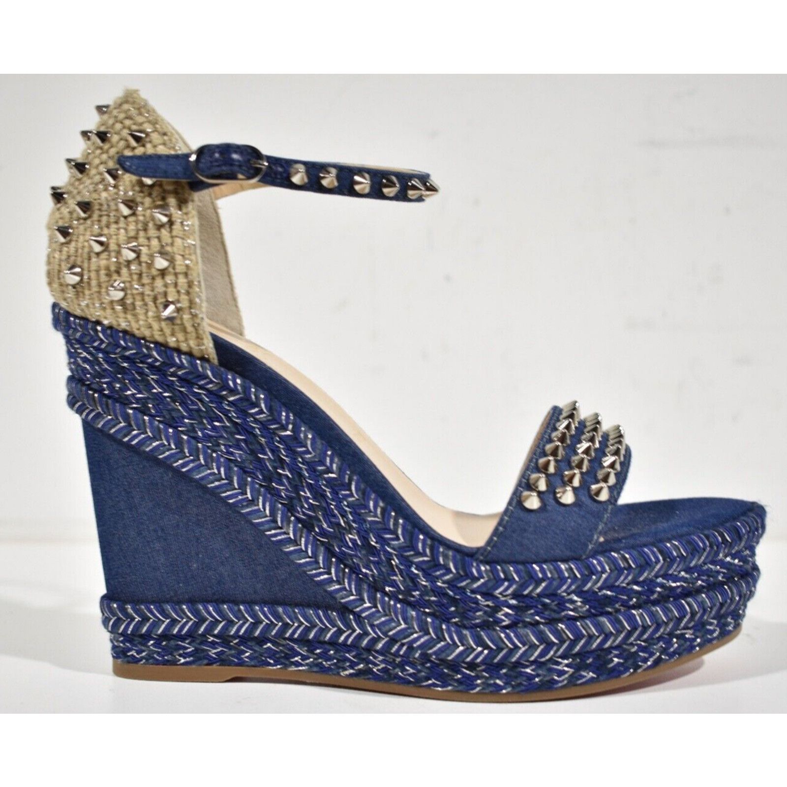 Christian Louboutin Madmonica 120 Blue Denim Platform Wedge Sandal Heel Pump 42 Size US 12 / IT 42 - 2 Thumbnail
