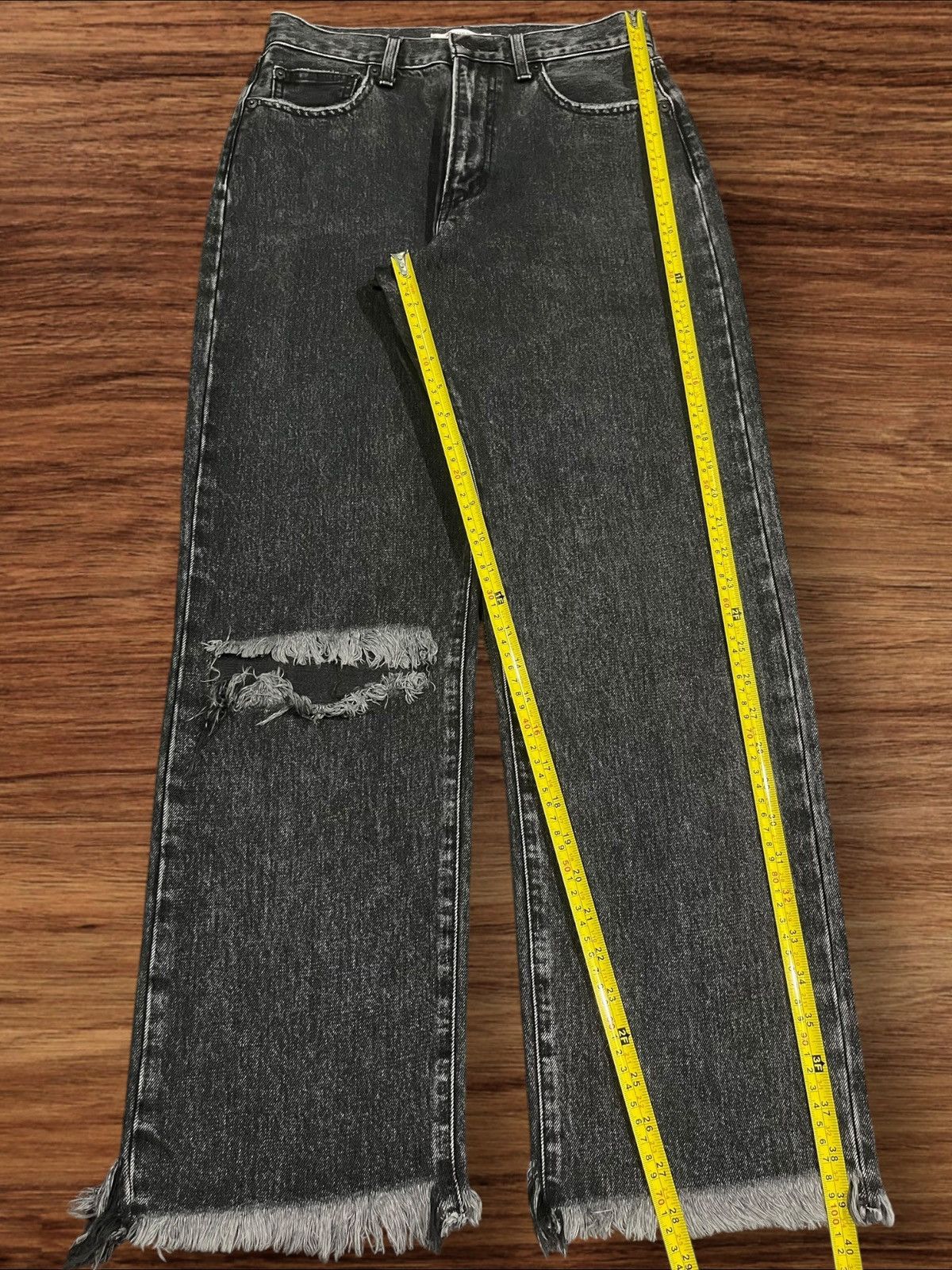 MOUSSY Vintage Moussy High Rise Distressed Frayed Leg Straight Jean Size 27" / US 4 / IT 40 - 10 Thumbnail