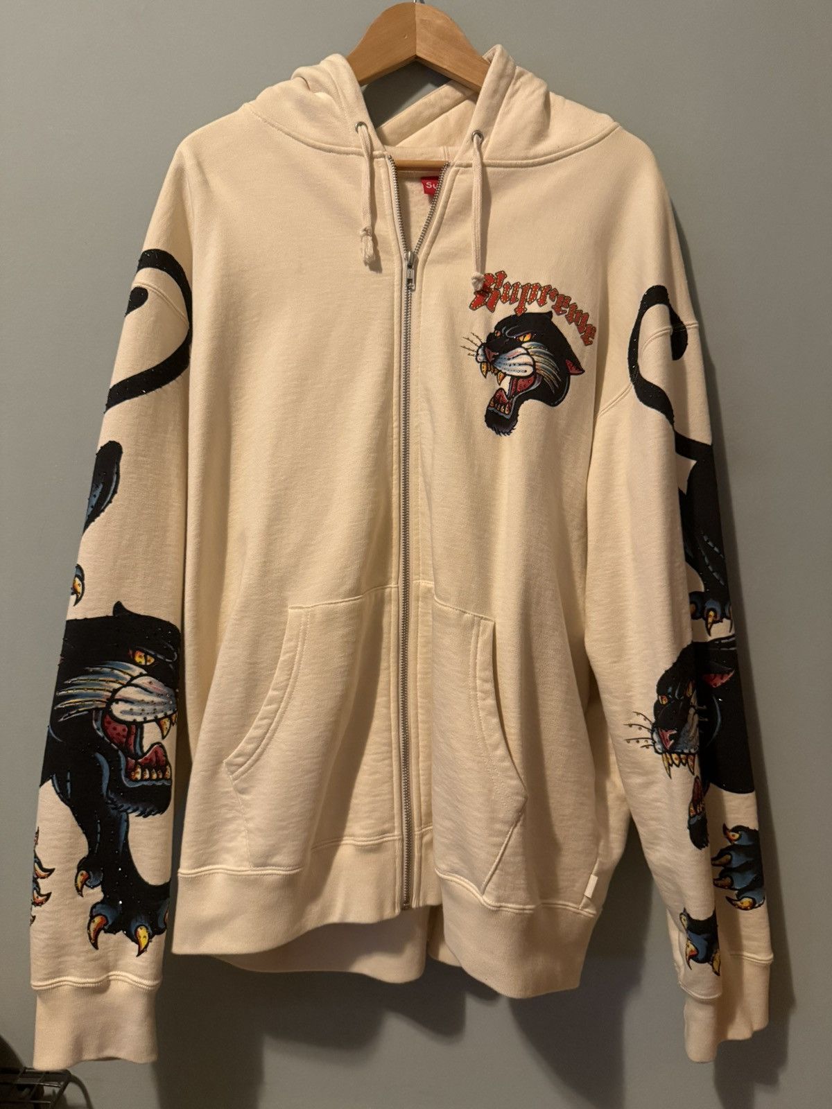Supreme Supreme Panther Rhinestone Zip Up Hoodie | Grailed