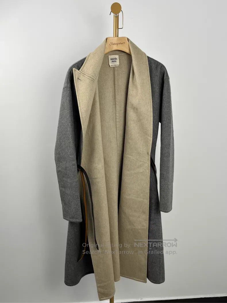 Hermes Hermes Gray Collar Patched Long Sleeve Wool Coat Size XXS / US 00 / IT 34 - 1 Thumbnail