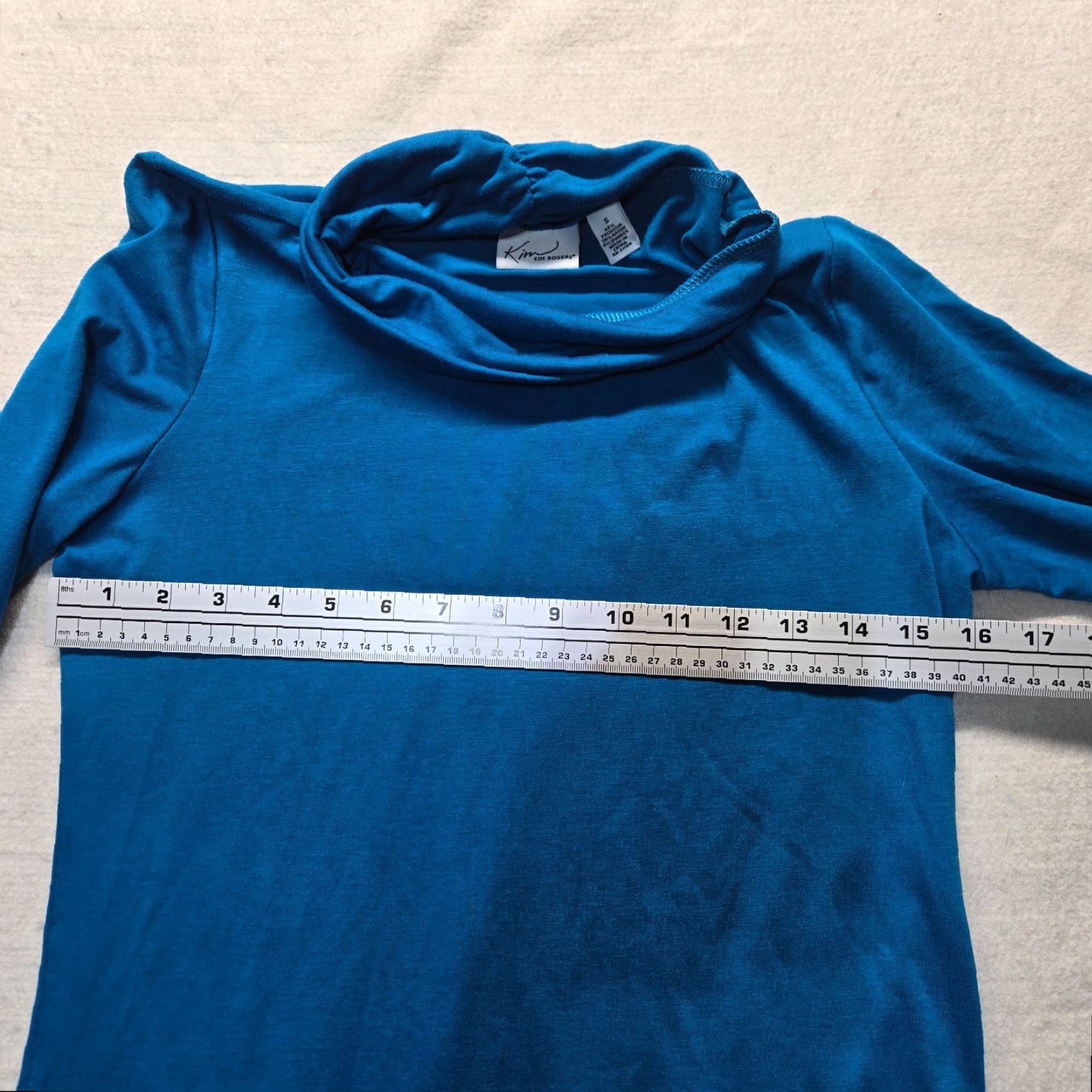 Vintage Kim Rogers Shirt Solid Blue Turtleneck Long Sleeve Rayon Stretch Women's S Small Size S / US 4 / IT 40 - 4 Thumbnail