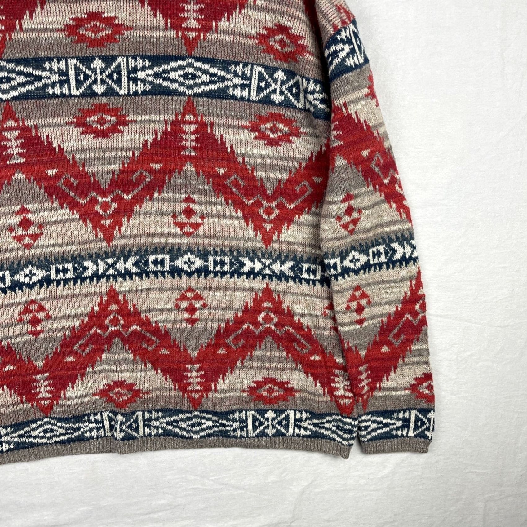 Vintage Denim & Supply Ralph Lauren Sweater Womens Medium Red Aztec Wester Navajo Knit Size M / US 6-8 / IT 42-44 - 2 Thumbnail