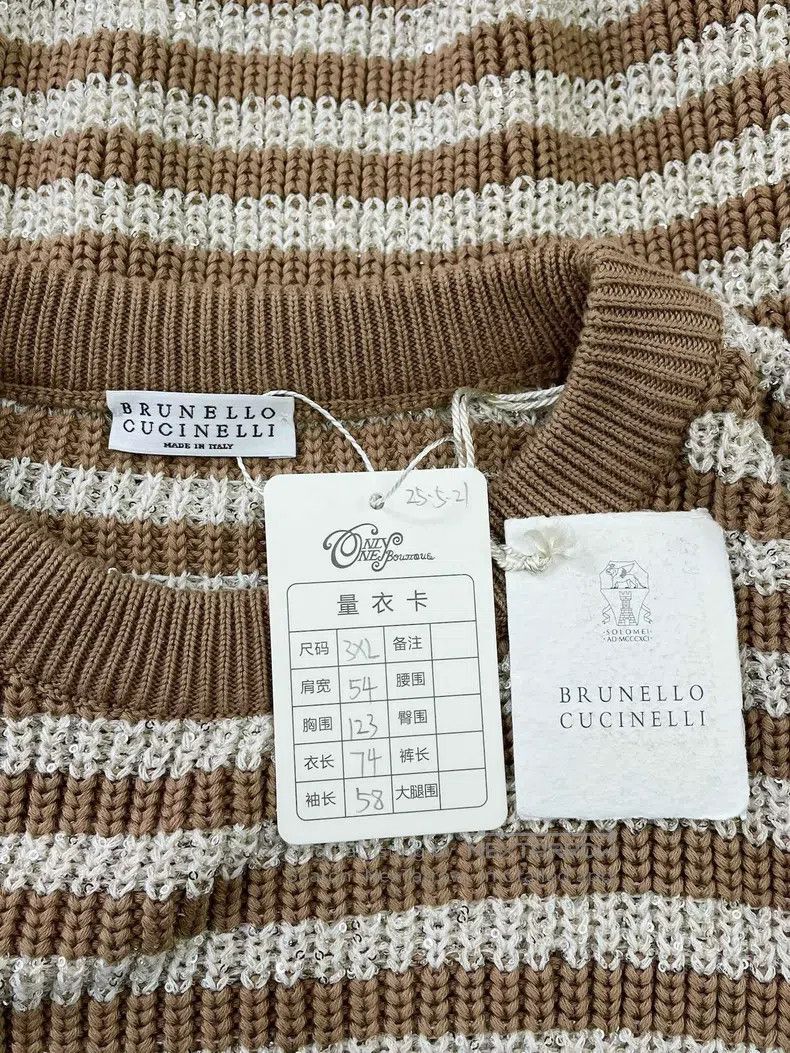 Brunello Cucinelli Brunello Cucinelli Old Qian style sequined striped sweater Size XL / US 12-14 / IT 48-50 - 4 Thumbnail