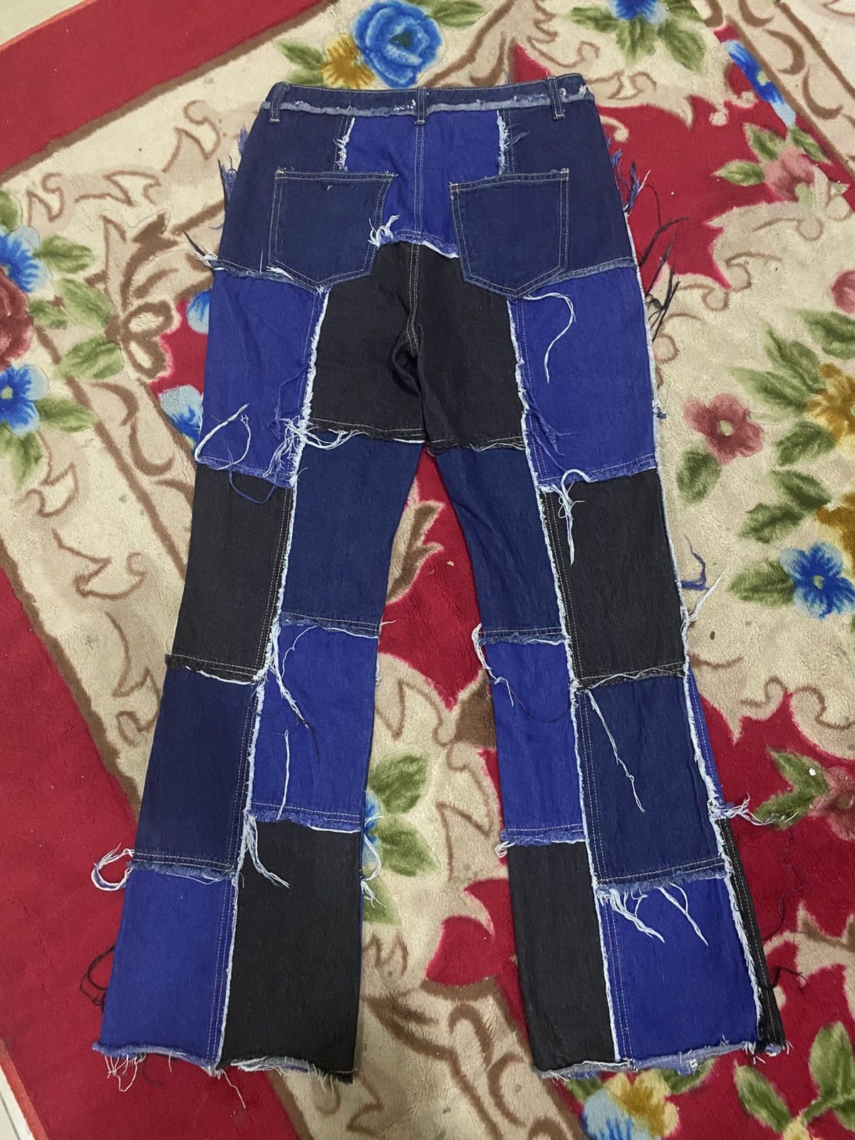 Shein Shein Patchwork Shaggy Edge Denim Blue Jeans Size 29" - 2 Thumbnail