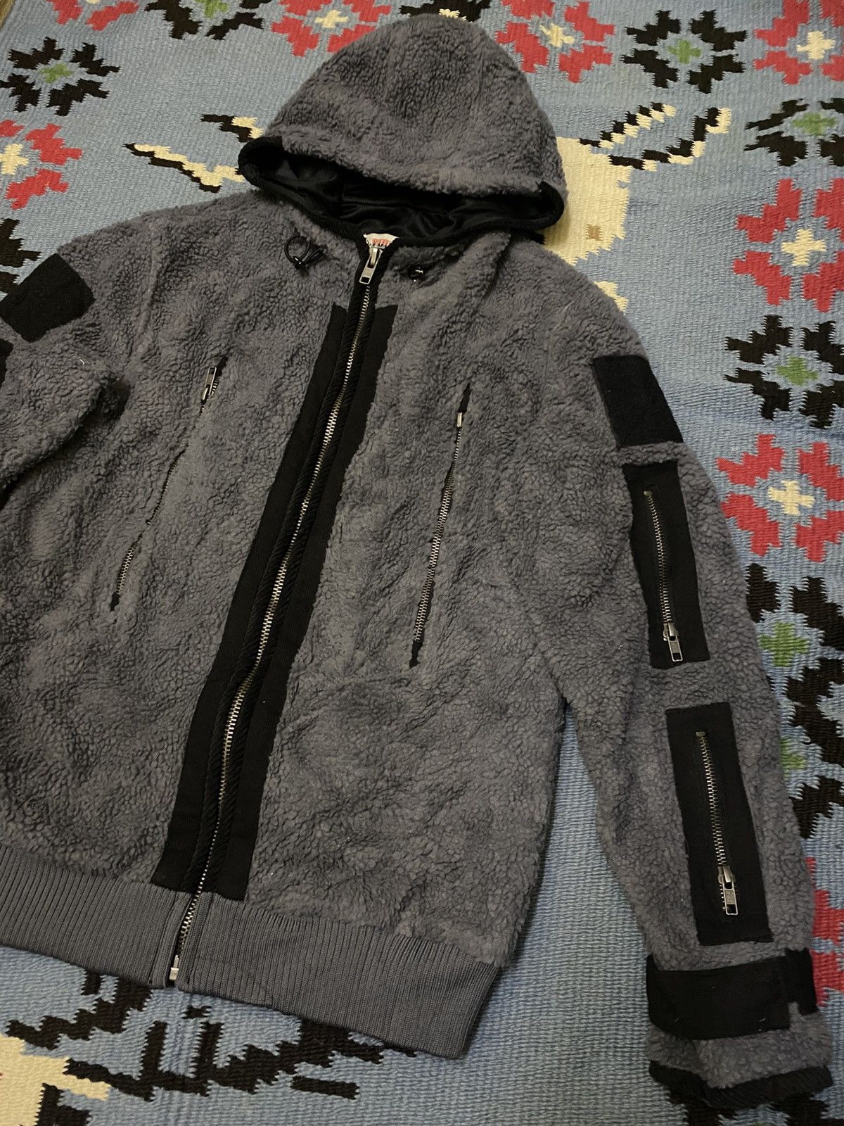 Japanese Brand YUU-LEEN MULTI ZIPPER POCKET FLEECE HOODIE Size US M / EU 48-50 / 2 - 2 Thumbnail