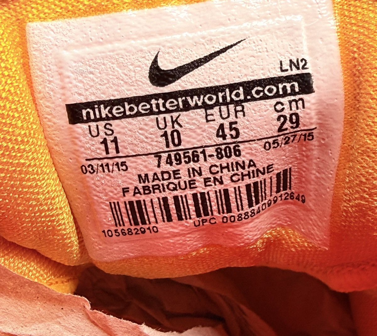 Nike Nike Hyperdunk 2015 Bruce Lee Laser Orange 749561 806 Sz 11 Size US 11 / EU 44 - 10 Thumbnail