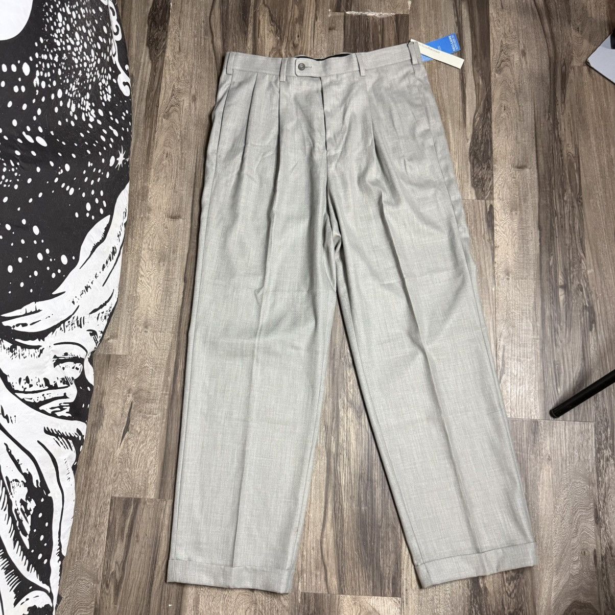 Perry Ellis Perry Ellis Light Gray Pleated Dress Pants Size US 34 / EU 50 - 1 Thumbnail