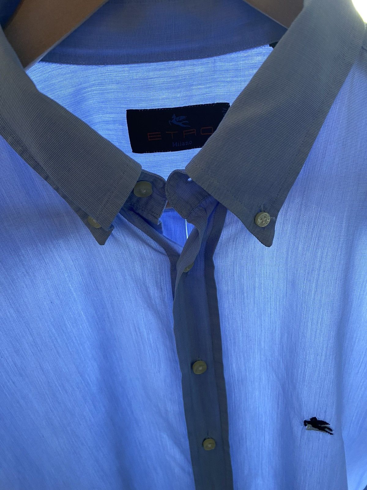 Etro Etro luxury shirt collared button down embroidered logo Size US M / EU 48-50 / 2 - 7 Thumbnail