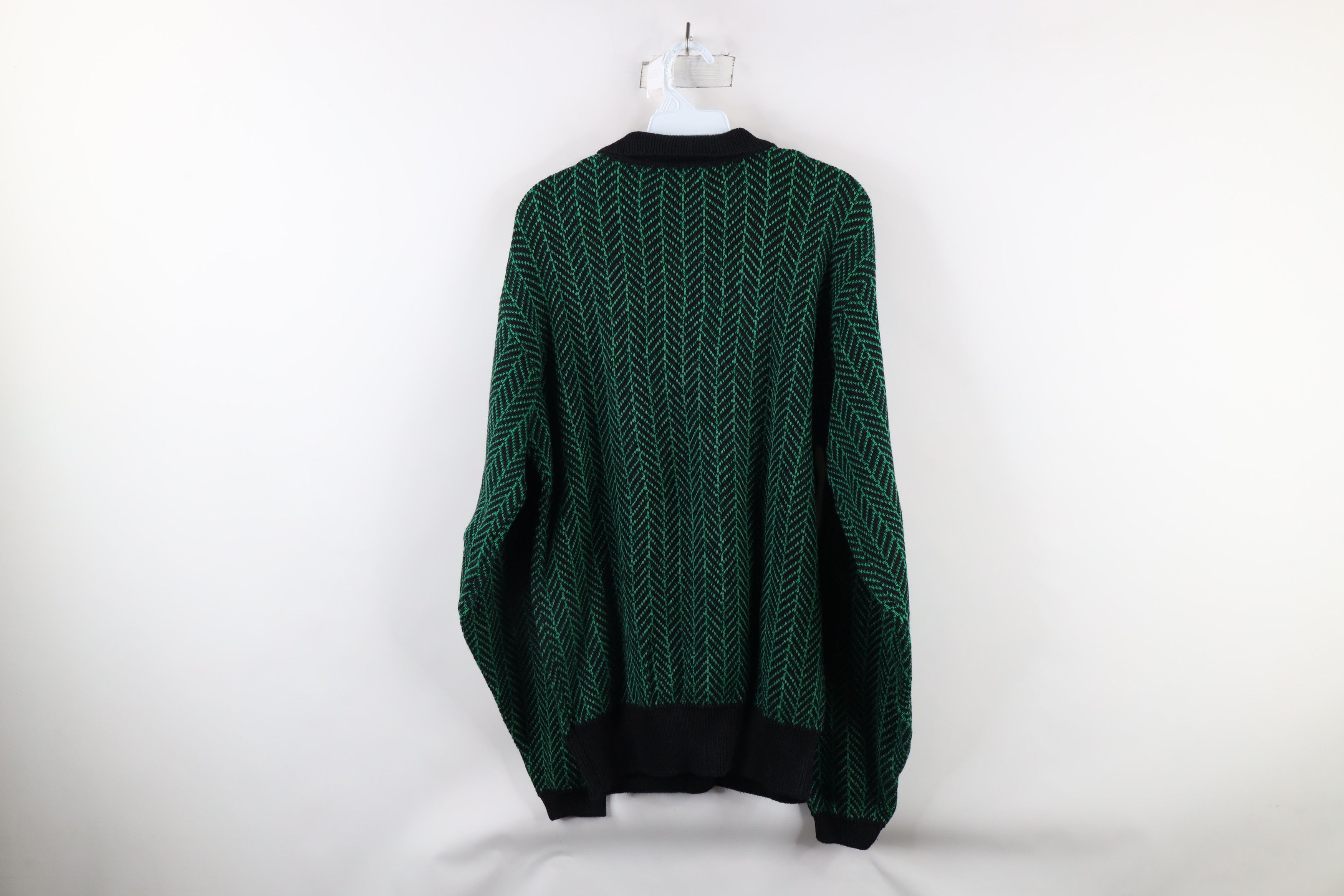 Vintage NOS Vtg 90s Streetwear Knit Herringbone Collared Sweater Size US M / EU 48-50 / 2 - 6 Thumbnail