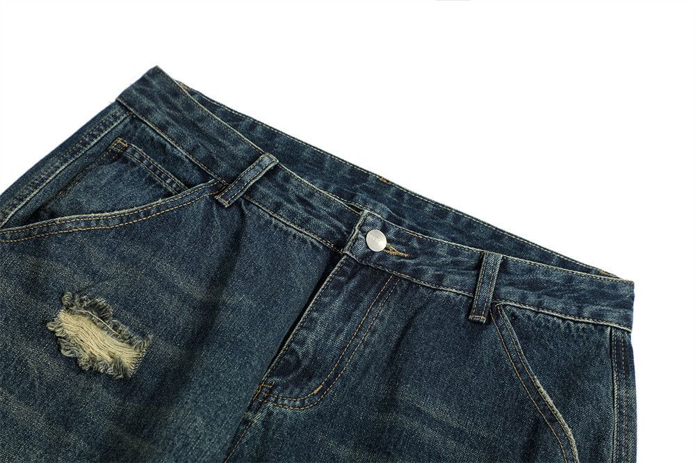 Japanese Brand × Jean Dark blue washed loose casual ripped cargo jeans Size US 32 / EU 48 - 4 Thumbnail