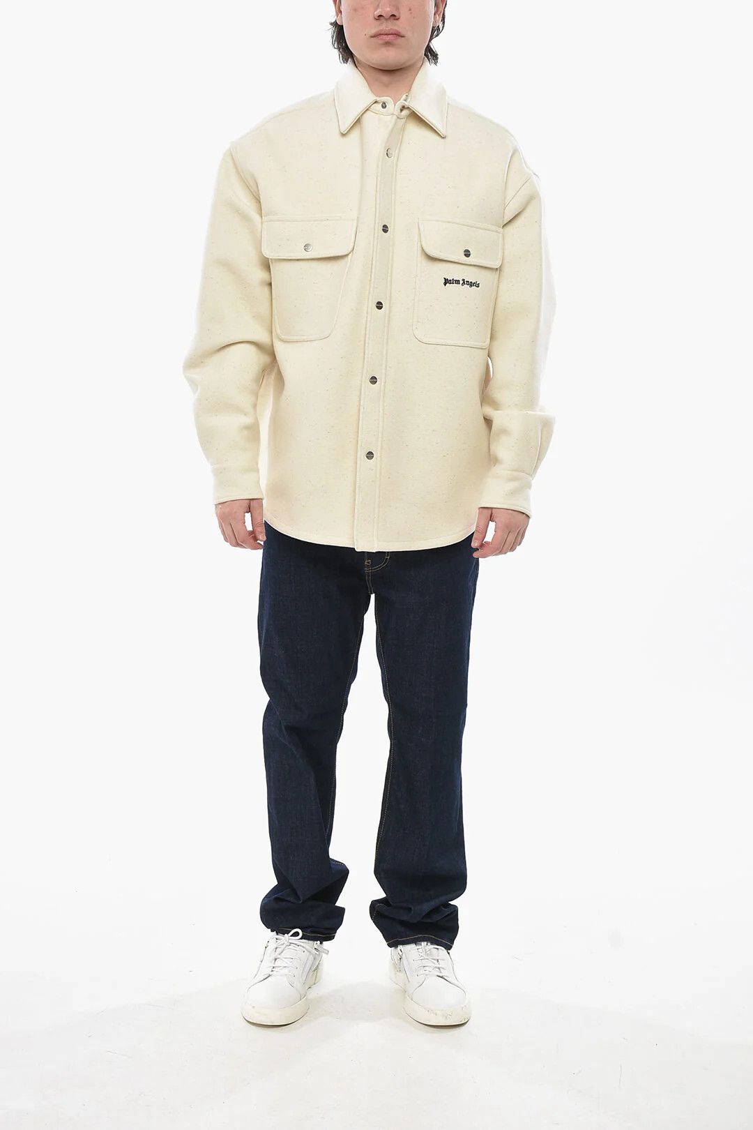 Palm Angels og1mm0326 Virgin-Wool Utility Overshirt in Beige Size US L / EU 52-54 / 3 - 4 Thumbnail