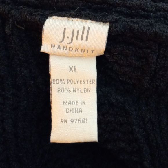 J. Jill J. Jill XL Cardigan Sweater Handknit Black Cable Knit Polyes Size XL / US 12-14 / IT 48-50 - 9 Thumbnail