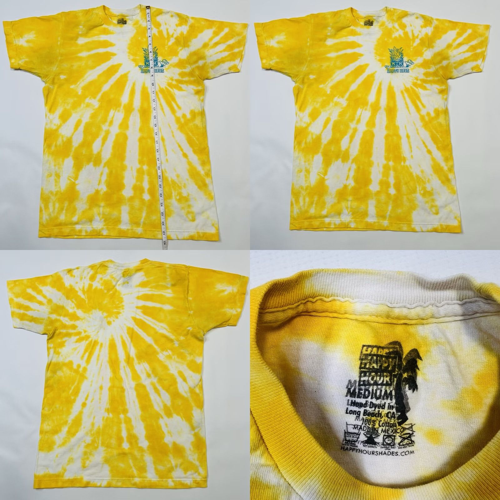 Vintage Happy Hour T Shirt Lot Beach Graphic Print Crew Neck Short Sleeve Mens Medium Yellow Blue Size US M / EU 48-50 / 2 - 8 Thumbnail