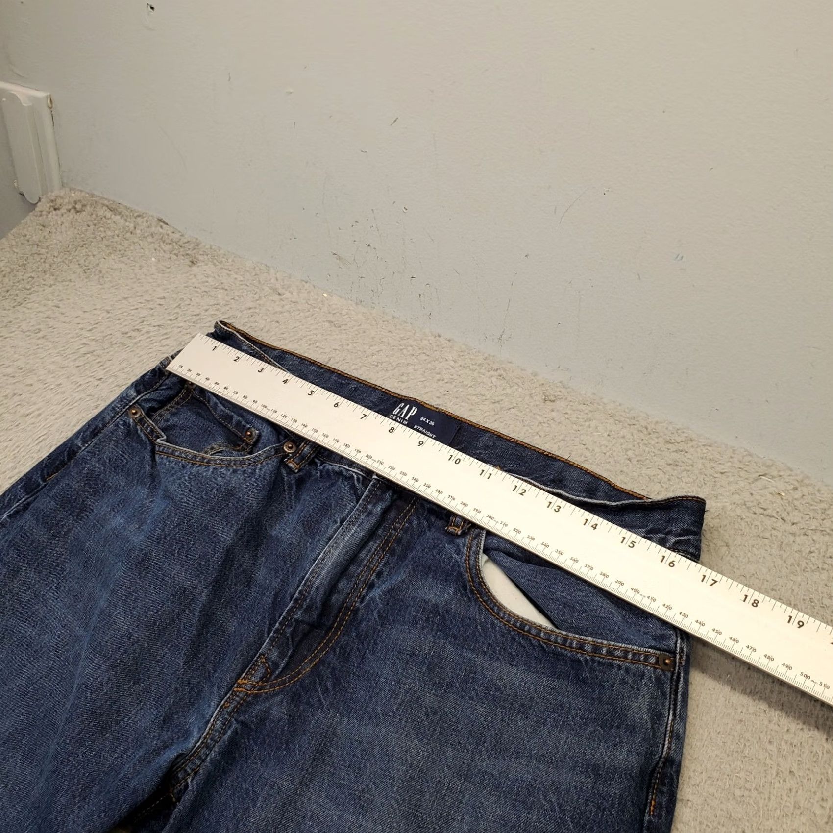 Gap Gap Mens Jeans 34 Blue Denim Straight Stretch Flat Front Medium Wash 5-Pocket Design Regular Inseam 30.5" Vintage: No Size US 34 / EU 50 - 3 Thumbnail