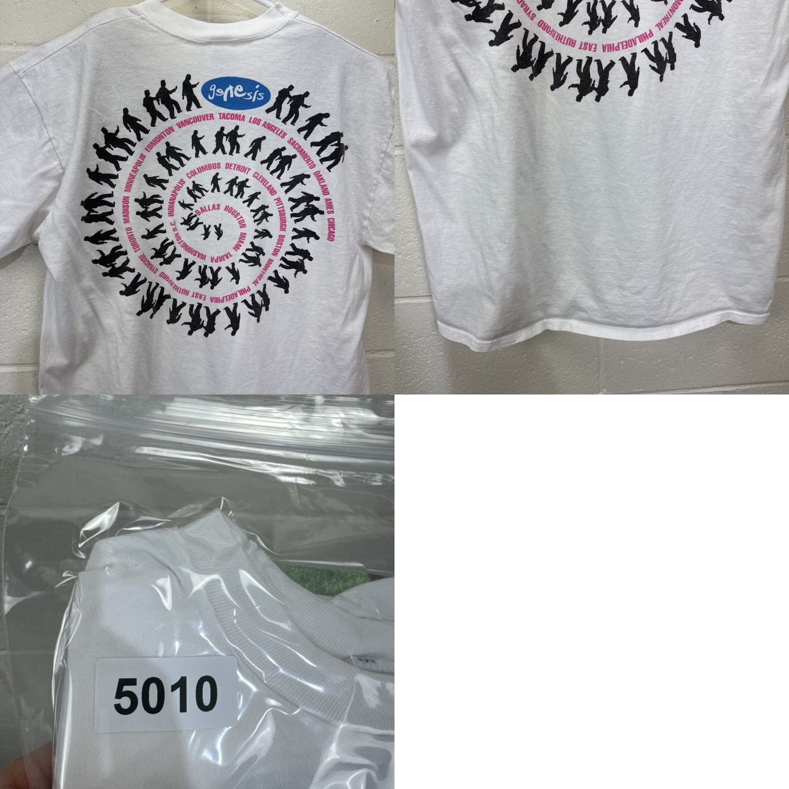 Jerzees VINTAGE Genesis Tour Double Sided T Shirt Large Men 90s White Cotton Graphics Logo Crew Neck Short Sleeve Rock Concert We Can’t Dance Size US L / EU 52-54 / 3 - 10 Thumbnail