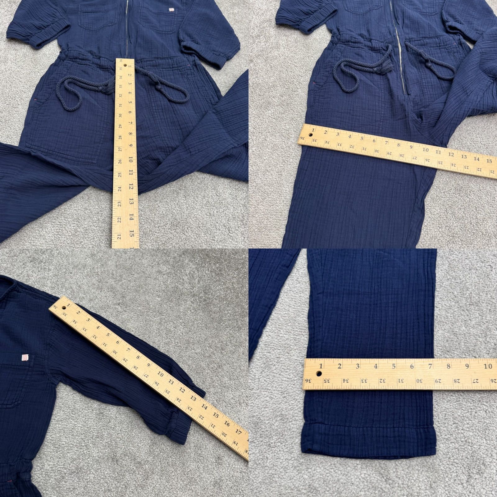 Sundry Sundry Cotton Gauze Zip Up Jumpsuit Womens 0 Navy Blue Drawstring Short Sleeve Jumpsuit Casual Women's Sundry Blue 0 XS? Size 25" / US 0 / IT 36 - 10 Thumbnail