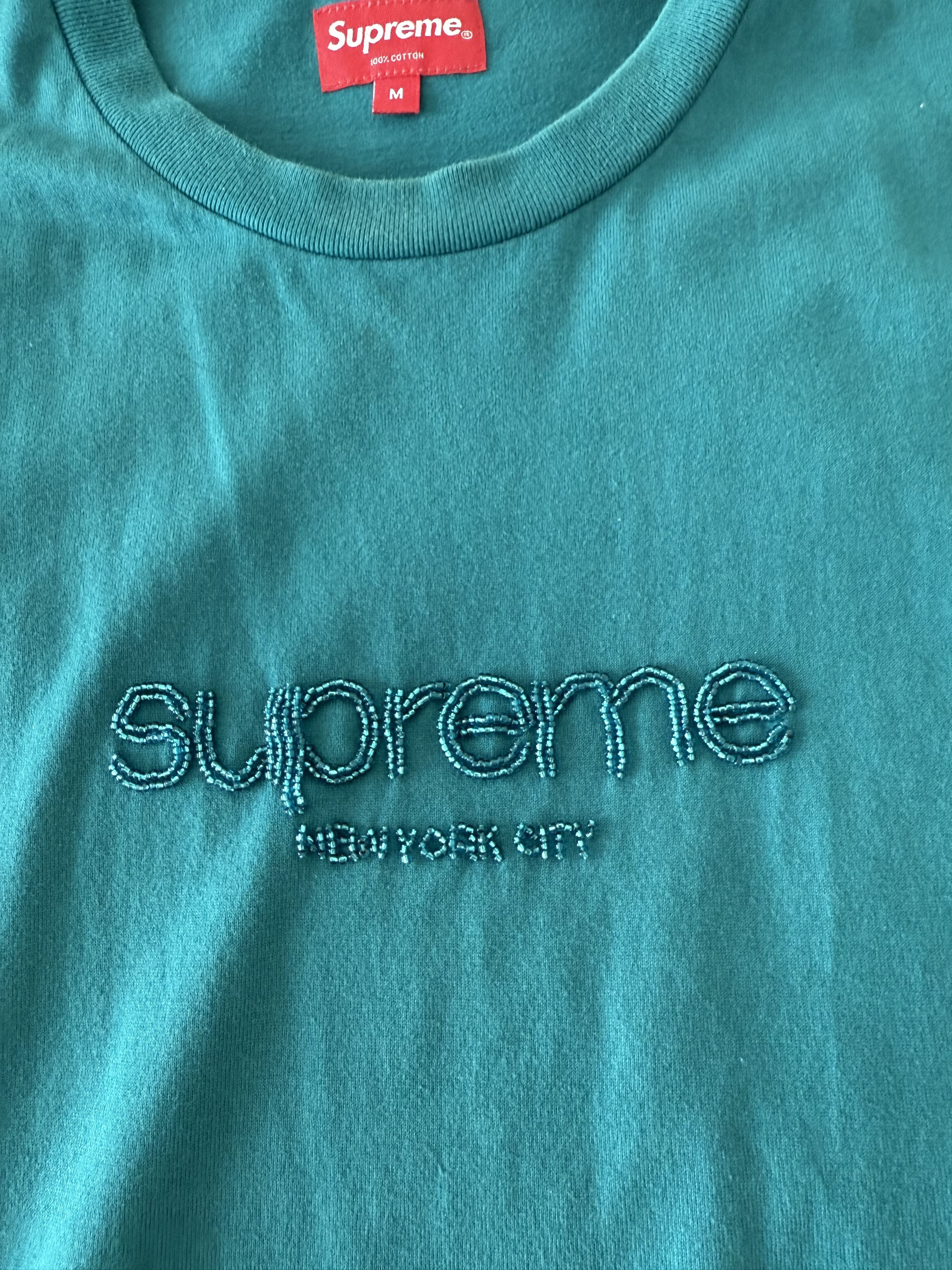 Supreme Supreme Beaded T shirt blue S/S 22 Size US M / EU 48-50 / 2 - 3 Thumbnail