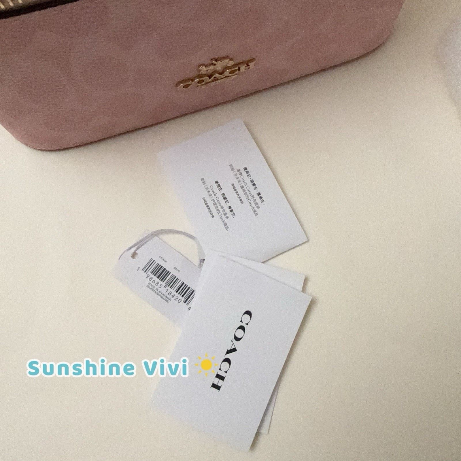 Coach NWT Coach Cosmetic Case Signature Canvas Powder Pink CEA56 Size ONE SIZE - 6 Thumbnail