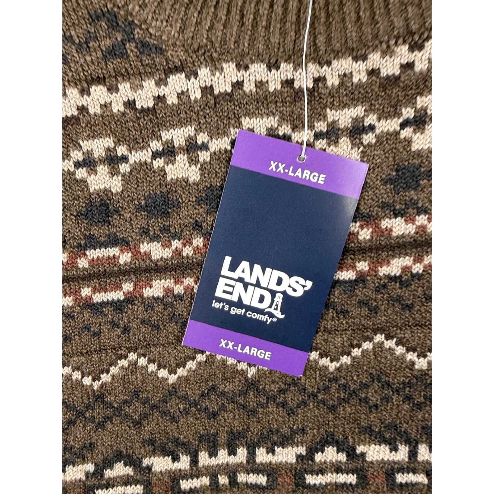 Lands' End Lands' End Fair Isle Pullover Sweater Men 2XL Brown Long Sleeve Stretch NWT Size US XXL / EU 58 / 5 - 4 Thumbnail