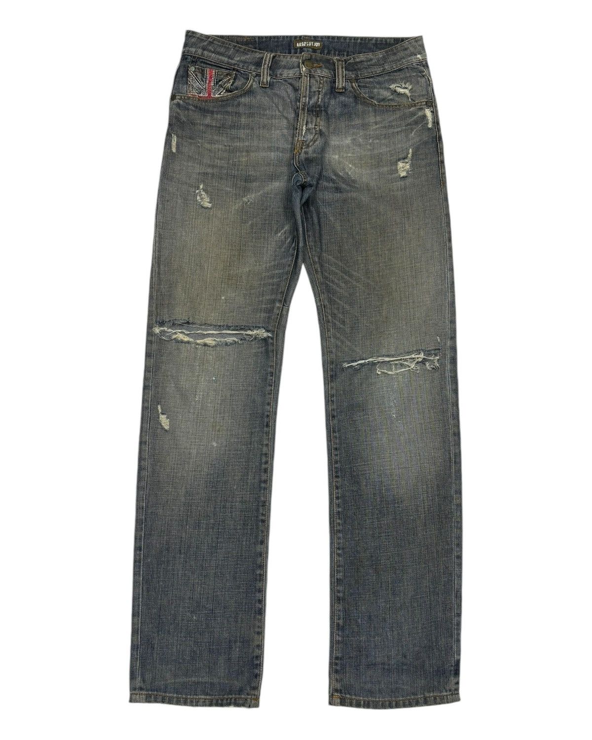 If Six Was Nine 🔥PUNK BRITISH FLAG ABSOLUTE JOY RIPPED DENIM JEANS Size US 33 - 7 Thumbnail