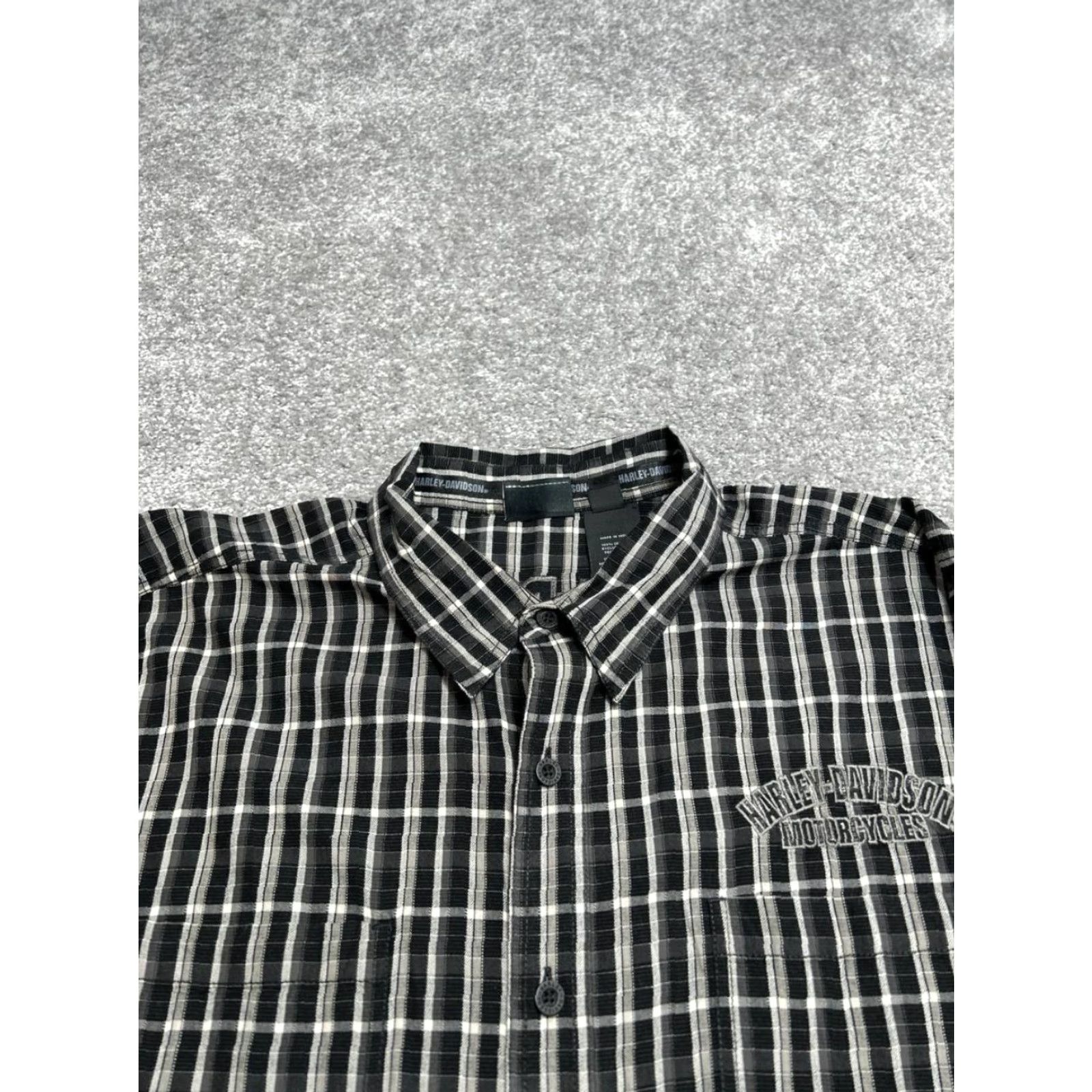 Harley Davidson Harley Davidson Flames Shirt Mens 3XL Black Cotton Plaid Embroidered Button Up Size US XXL / EU 58 / 5 - 2 Thumbnail