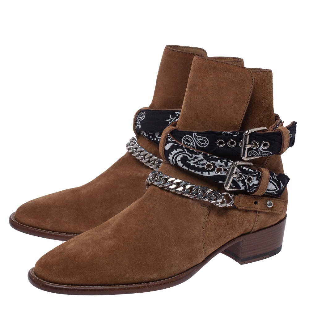 Amiri o1w1db11224 Buckle Ankle Boots in Brown Size US 8 / EU 41 - 4 Thumbnail