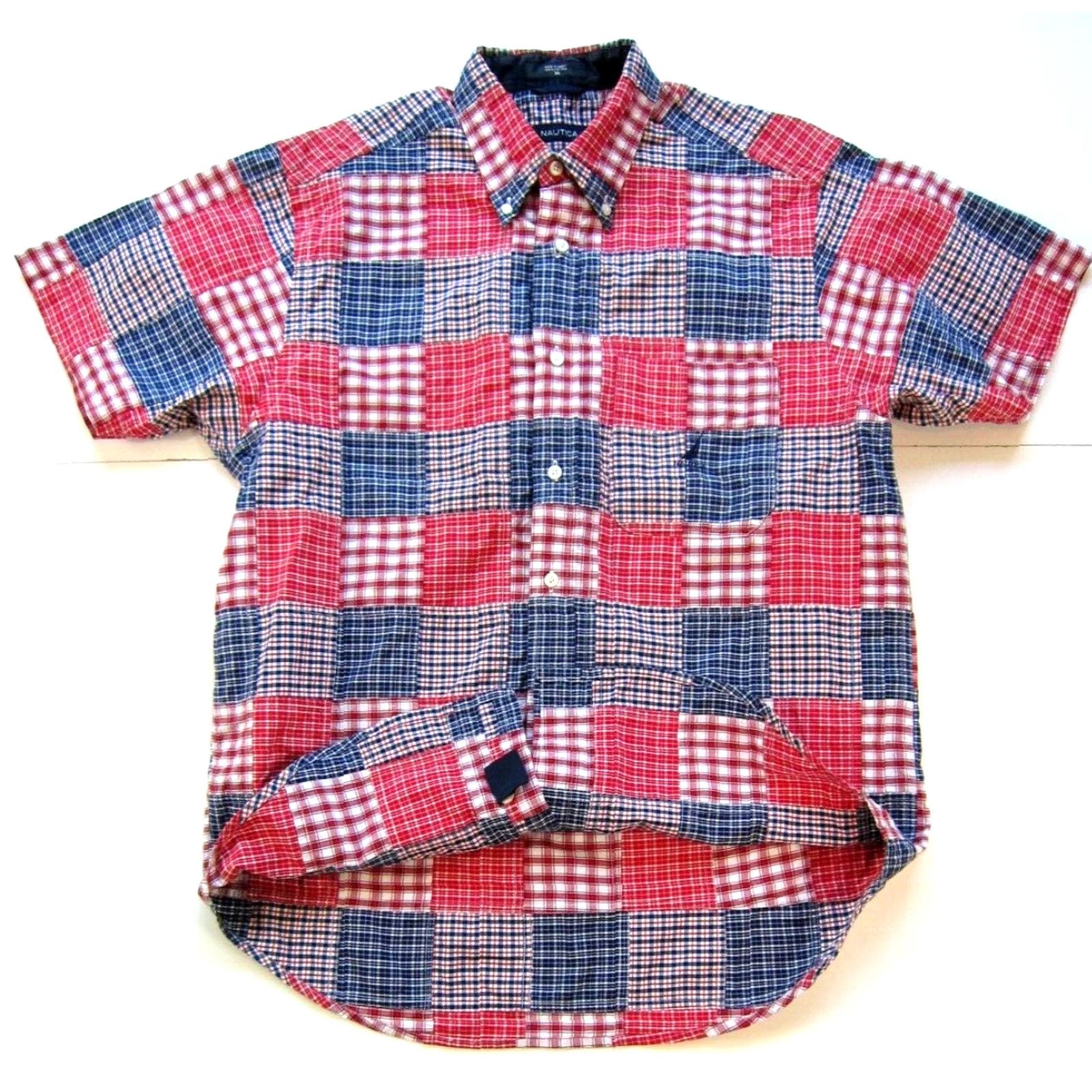 Nautica VINTAGE Nautica Shirt Plaid Short Sleeve Button Up Cotton Red M Mens Size US M / EU 48-50 / 2 - 6 Thumbnail