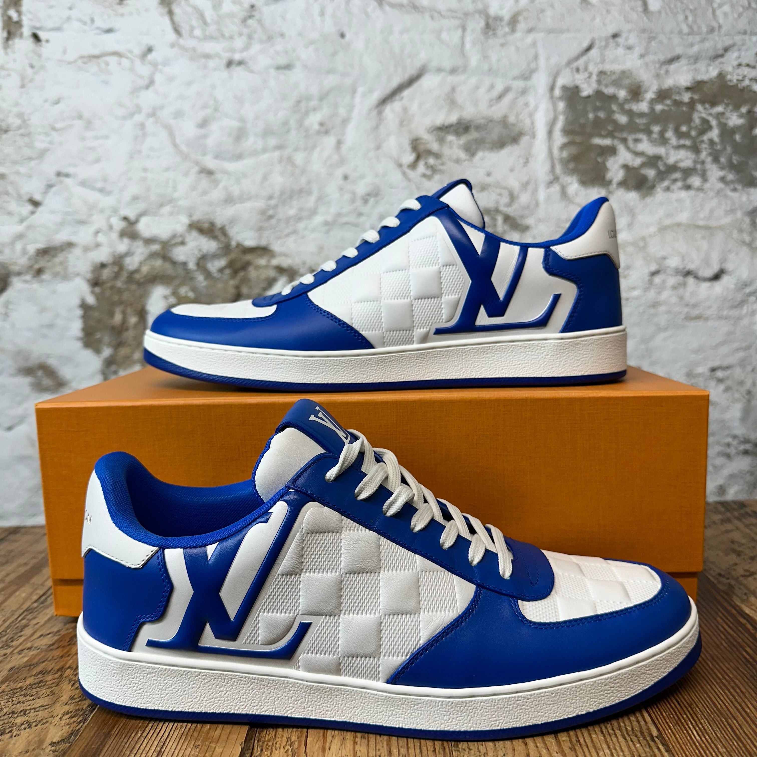 Louis Vuitton Louis Vuitton Blue White Damier Rivoli Sneaker Sz 9.5 (8LV) Size US 9.5 / EU 42-43 - 1 Thumbnail