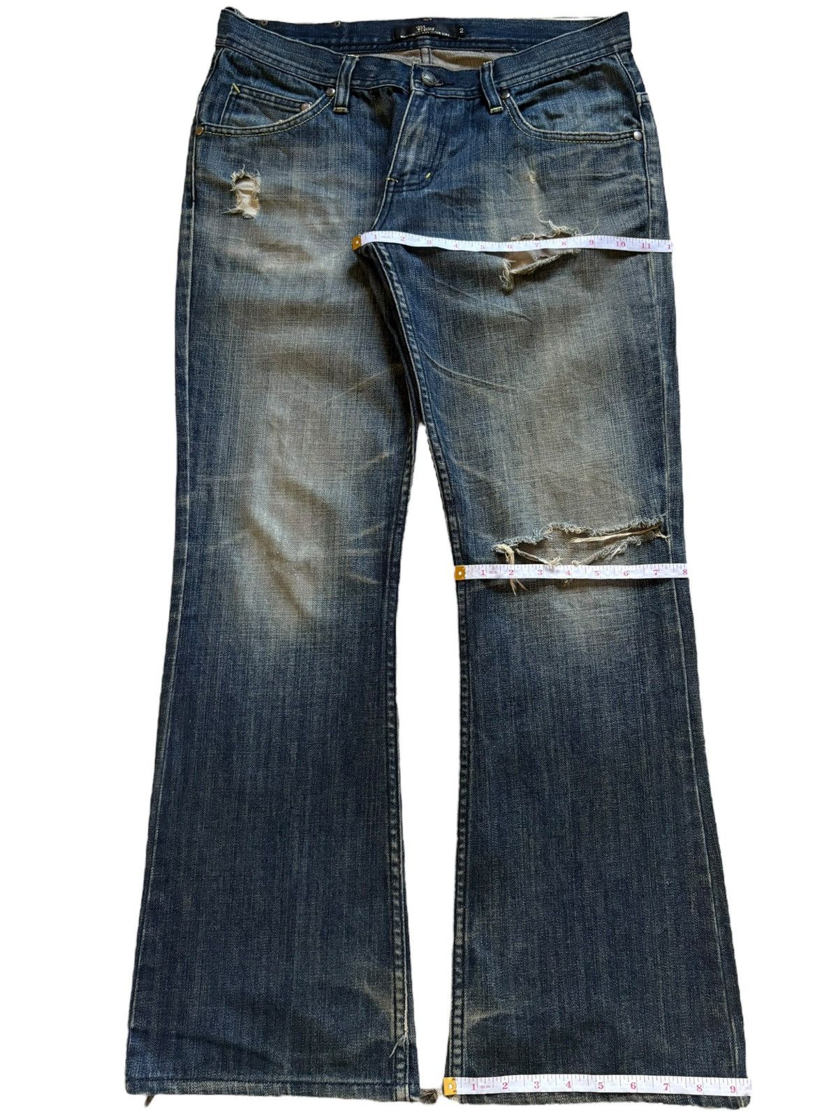 Japanese Brand Vintage Japanese MIDAS Mud Wash Distressed Flare Jeans Size 32" / US 10 / IT 46 - 15 Thumbnail