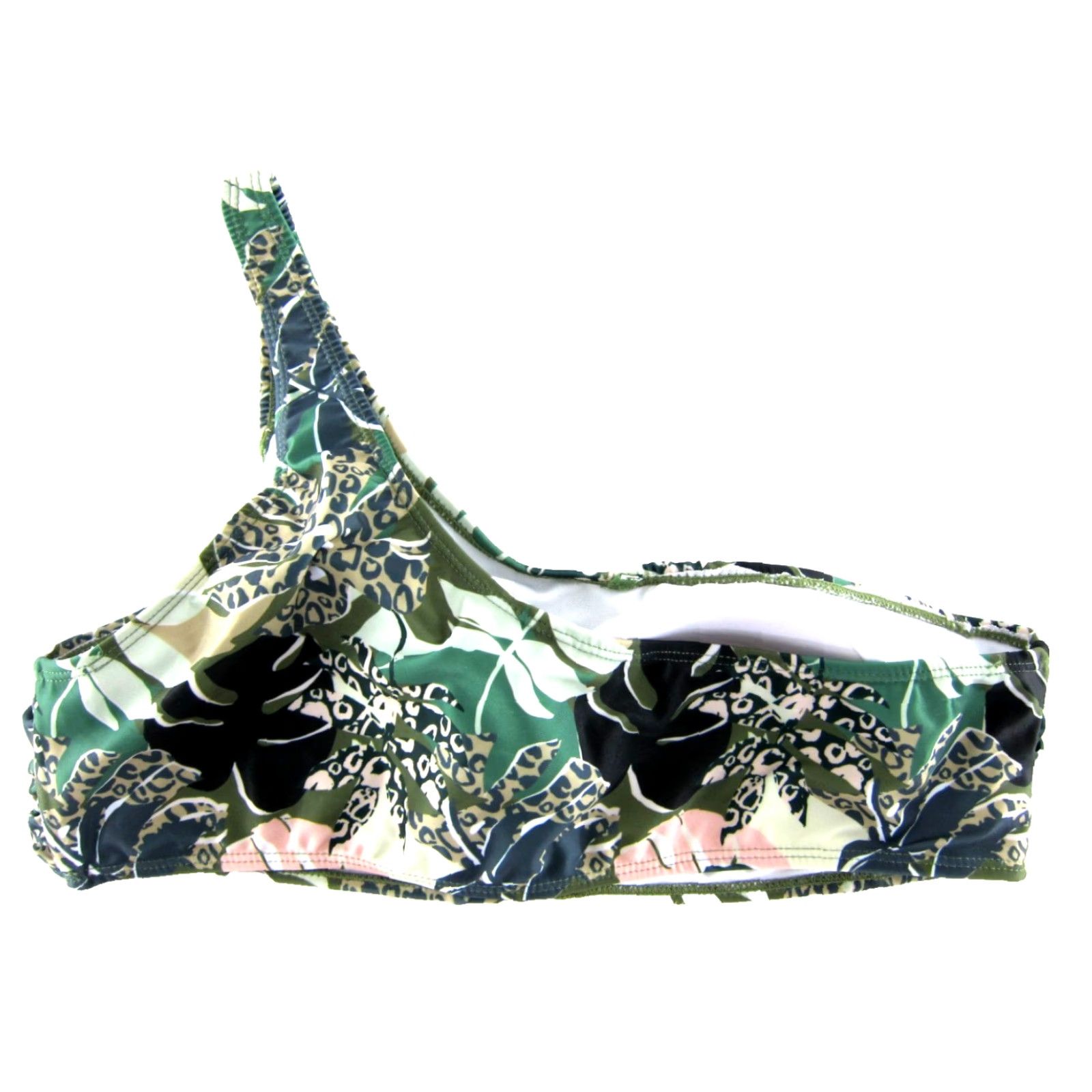 Vintage Catherine Malandrino NWT Green Pink Floral One Shoulder Swimsuit Top Size 1X Women’s Beach Top Size XL / US 12-14 / IT 48-50 - 2 Thumbnail