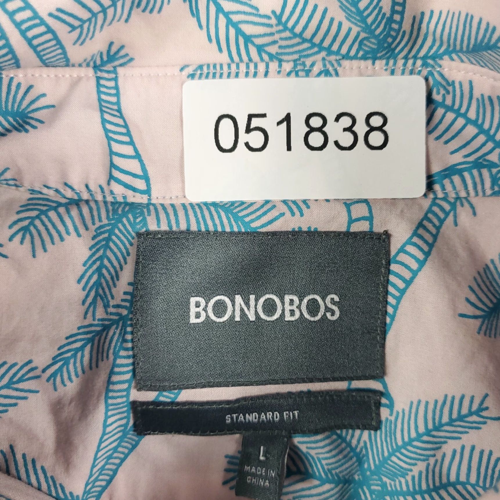 Bonobos Bonobos Button Up Shirt Mens Large Pink Blue Palm Tree Floral Print Short Sleeve Size US L / EU 52-54 / 3 - 7 Thumbnail